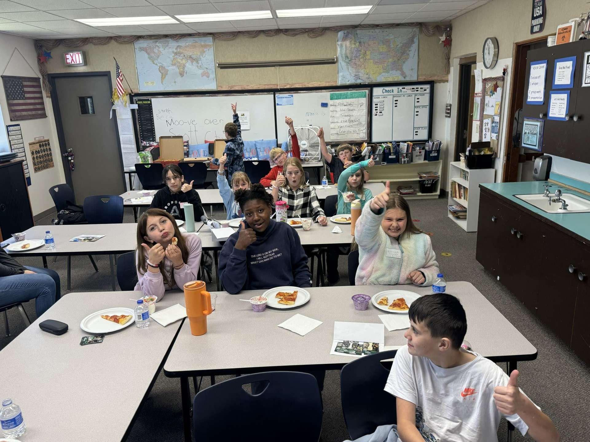 Cheylin 5th graders enjoy their pizza and yogurt party during "Milk Madness." Courtesy photo