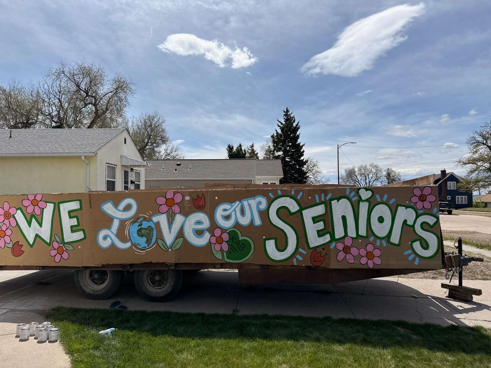 KAB prepares a float for Highland Park's parade celebrating Older Americans Month,&nbsp;(photo courtesy of Kathy Worley).