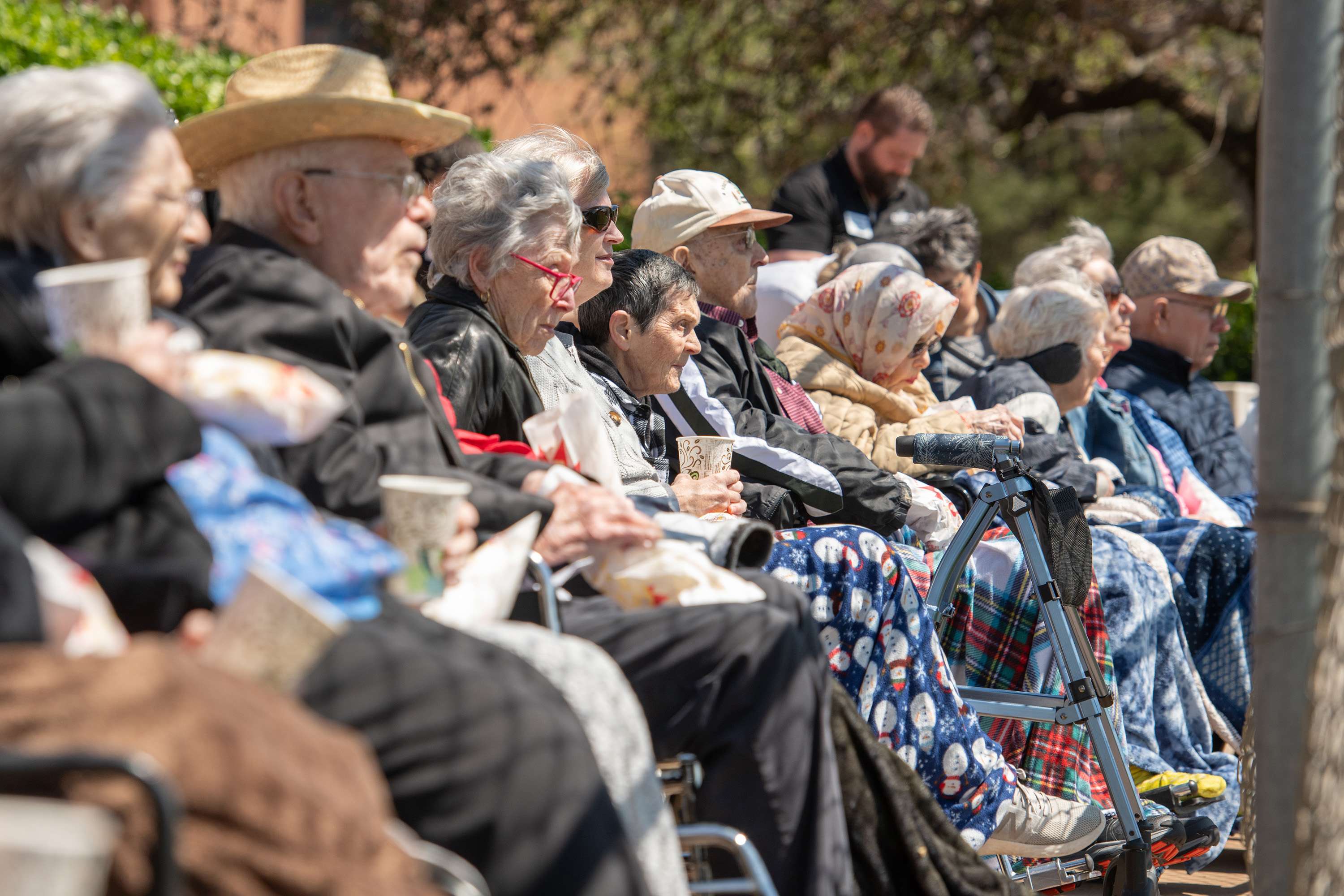 Schowalter Villa residents take in the Hesston Larks baseball game. Photo by Larry Bartel, Hesston College.