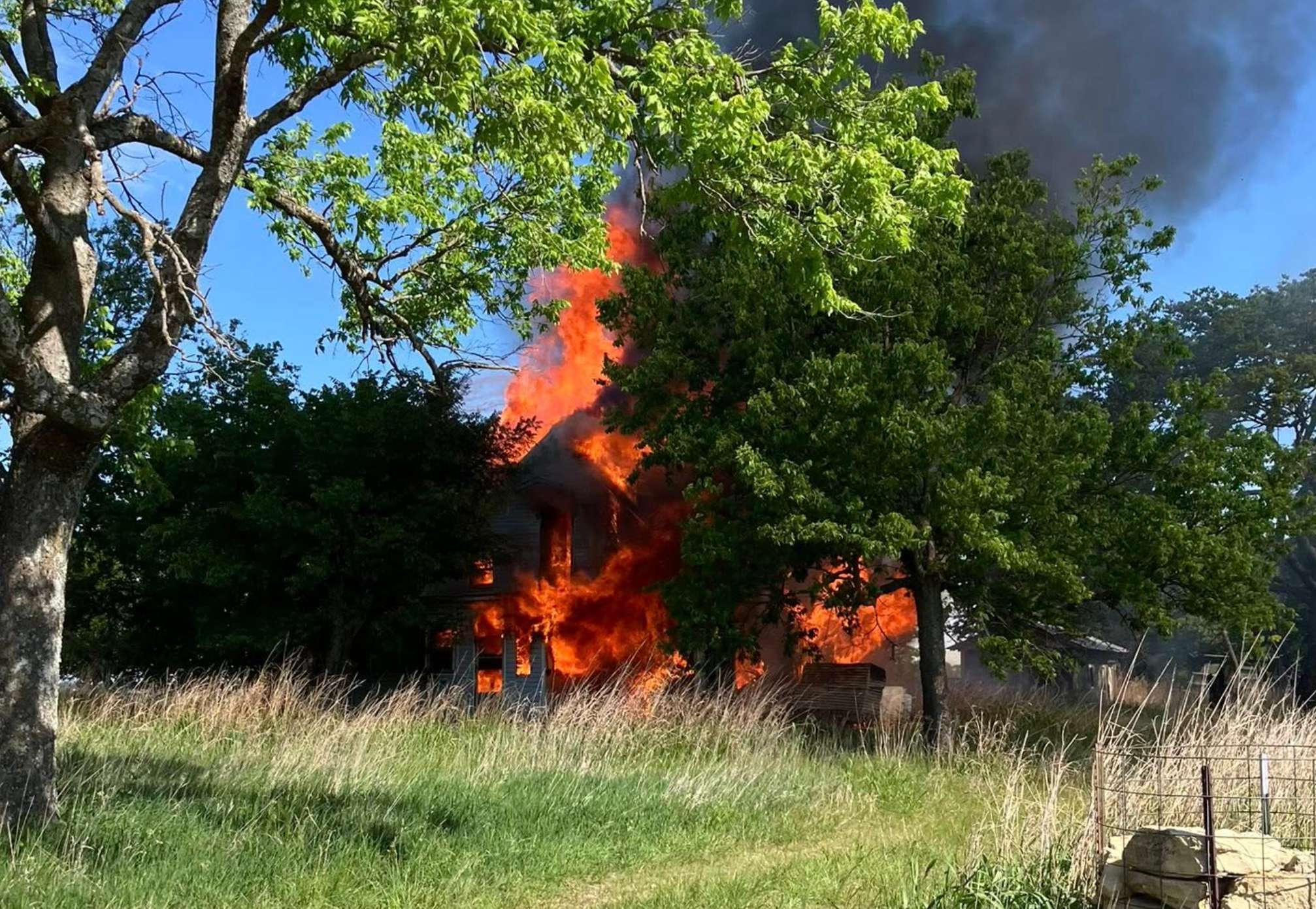 Arson fire: Rural Kansas house destroyed
