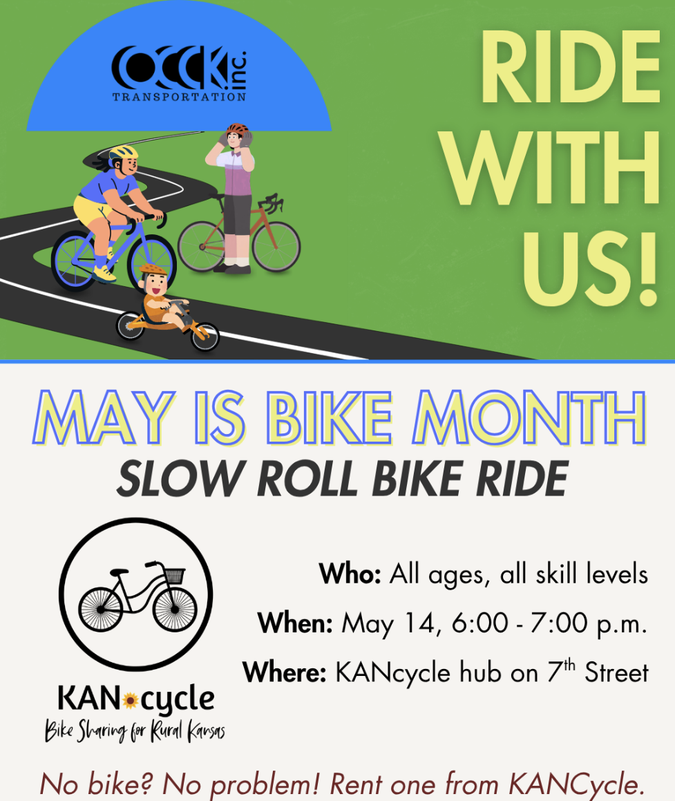 <b>Slow Roll Bike Ride</b> on&nbsp;<b>Thursday, May 14&nbsp;</b>at<b>&nbsp;6:00 pm </b>in<b> Salina</b>