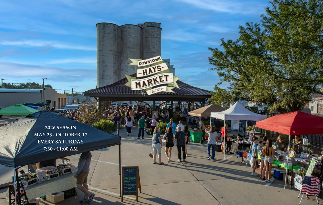 The 2026 season of the Downtown Hays Market opens Saturday, May 23. Photo courtesy Downtown Hays Market