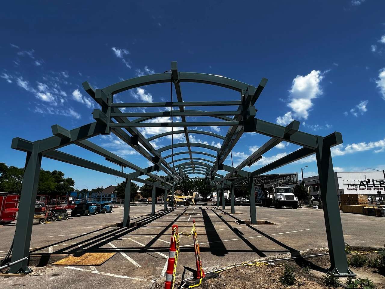 Ongoing construction of the shade structure at the City Lights Pavilion - Photo by Nicolas Fierro