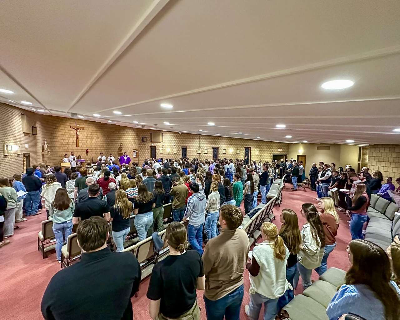 The Comeau Catholic Campus Center chapel at Fort Hays State University full of students. Courtesy photo