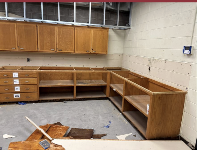 Cabinets being demolished at Felten Elementary School. Courtesy photo