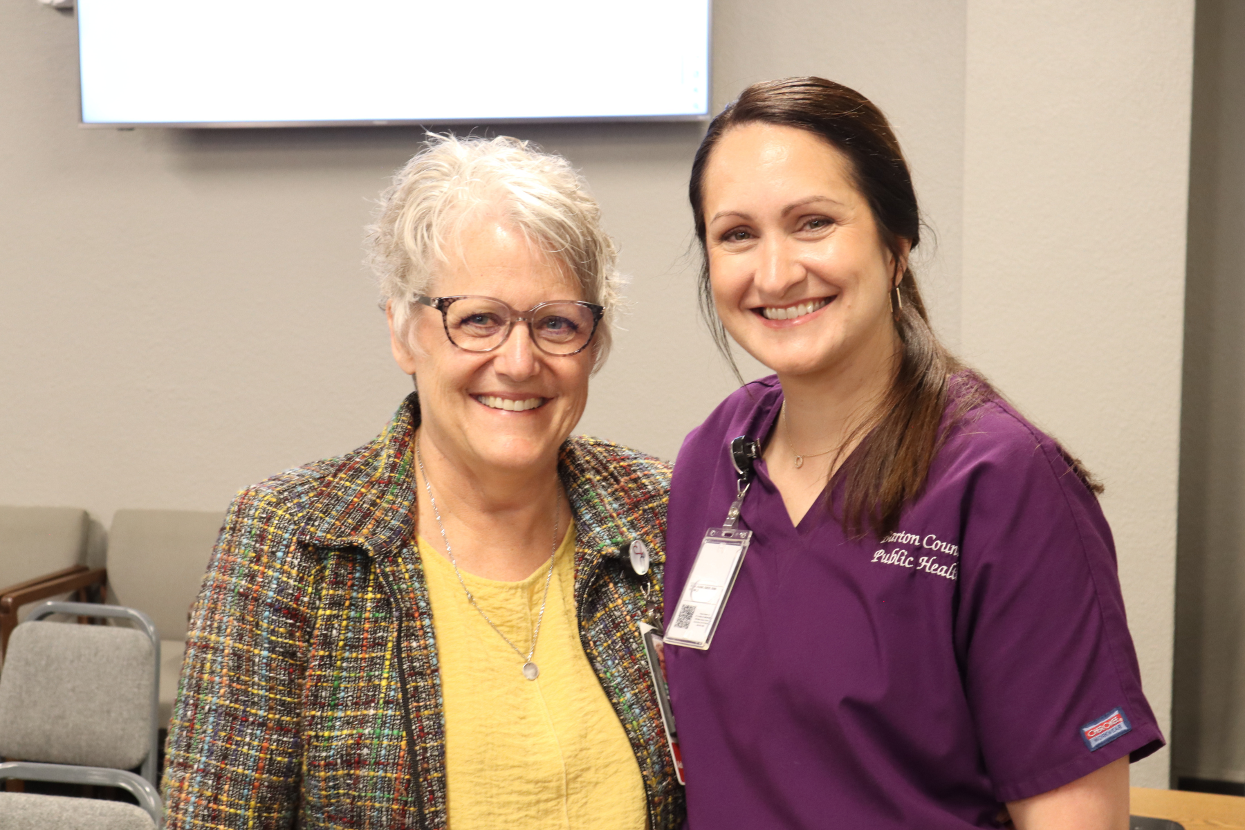 Karen Winkelman and Lindsey Ensley pictured during the leadership transition for the Barton County Health Department.