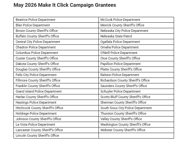 May 2026 NDOT 'Make It Click' Grantees (courtesy NDOT)