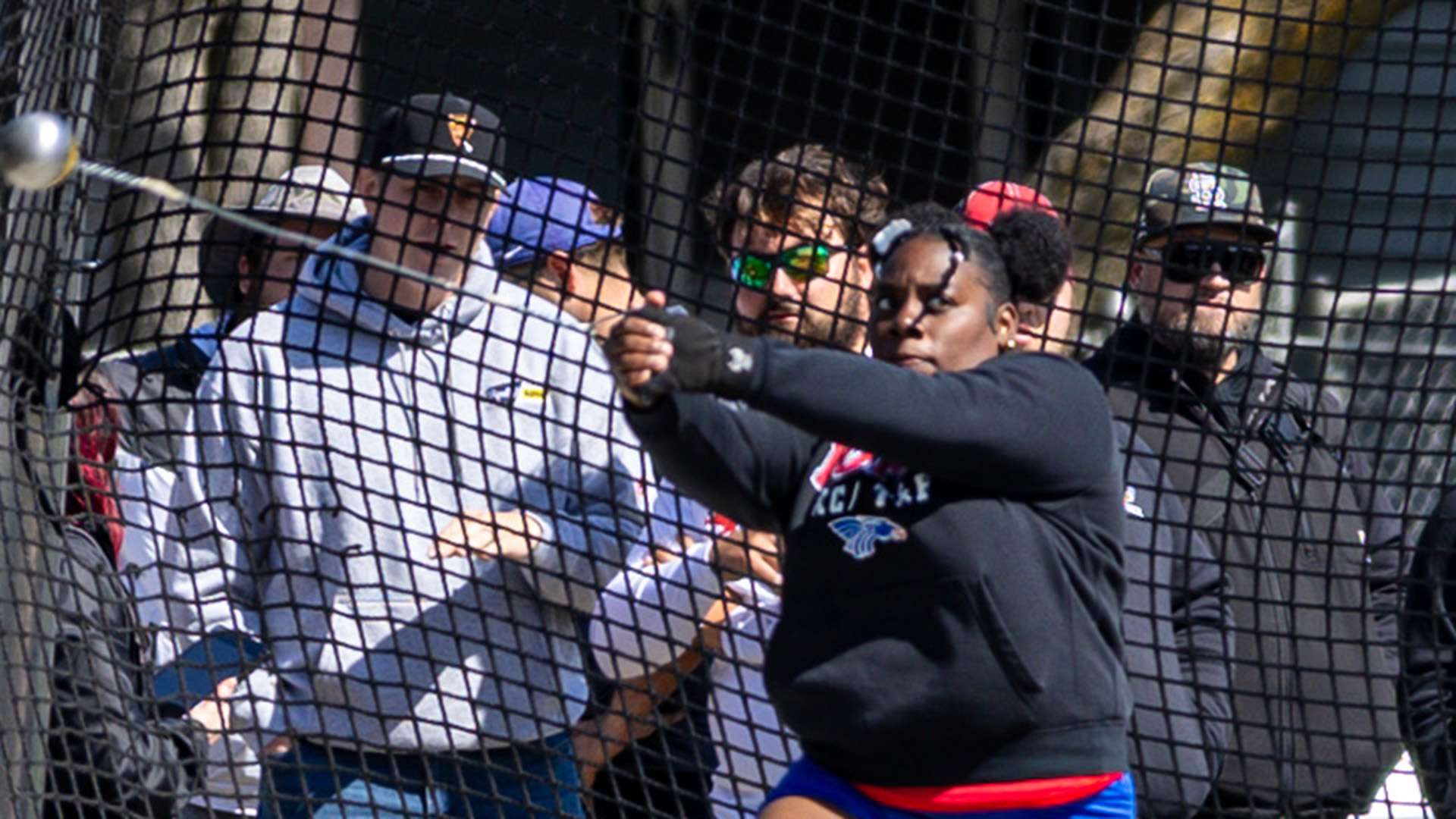 Deisheline Mayer Scott placed fifth in the hammer throw and javelin on Day 1 of the NJCAA Division I Track and Field Championships on Thursday in Hobbs, NM. (Sydney Holzrichter/Blue Dragon Sports Information)
