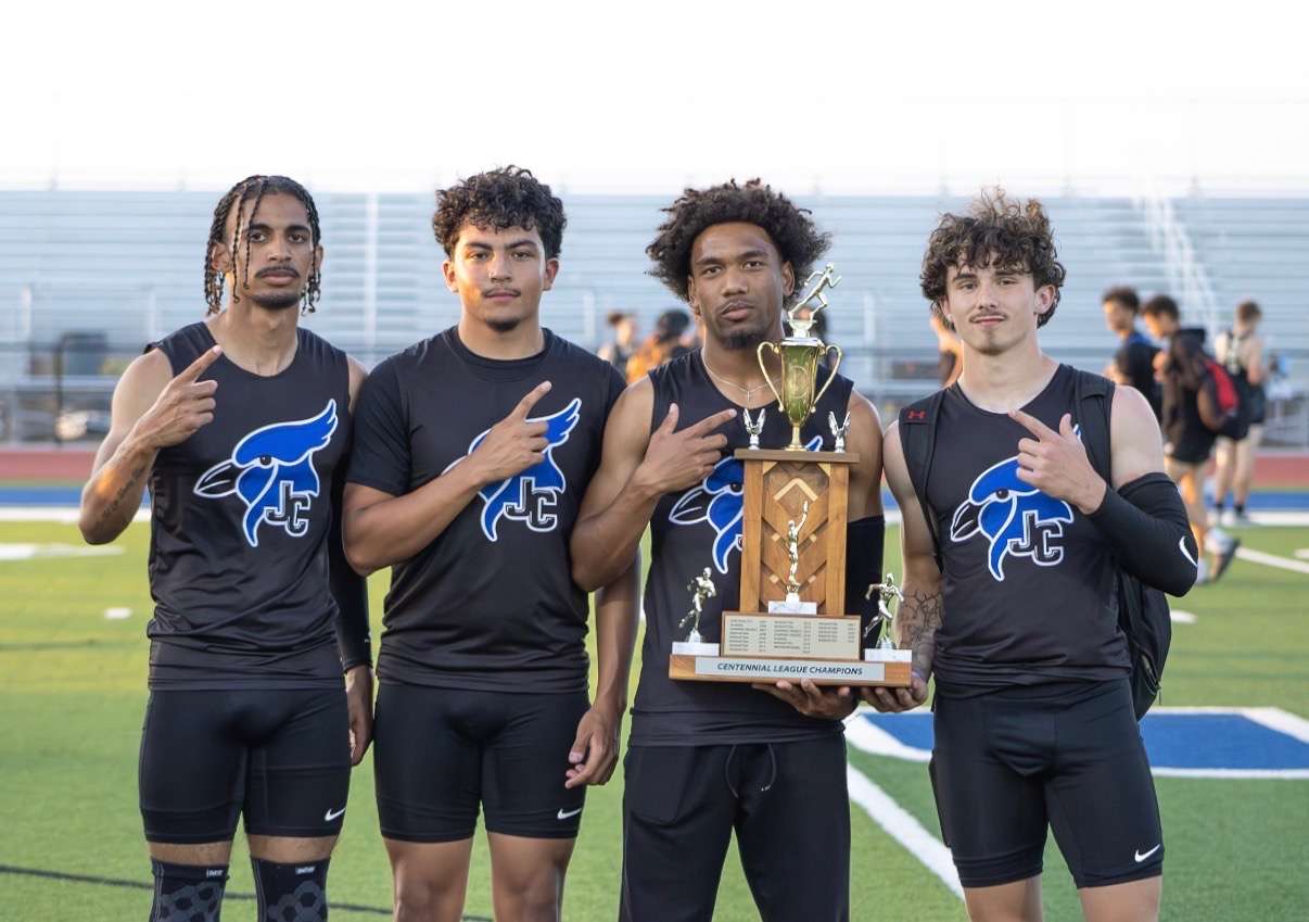 Junction City High School boys 4X100 relay team. Pictured left to right - Isaiah Byers, Aidenn Segura, Tylen Smith, and Chase Perkins.