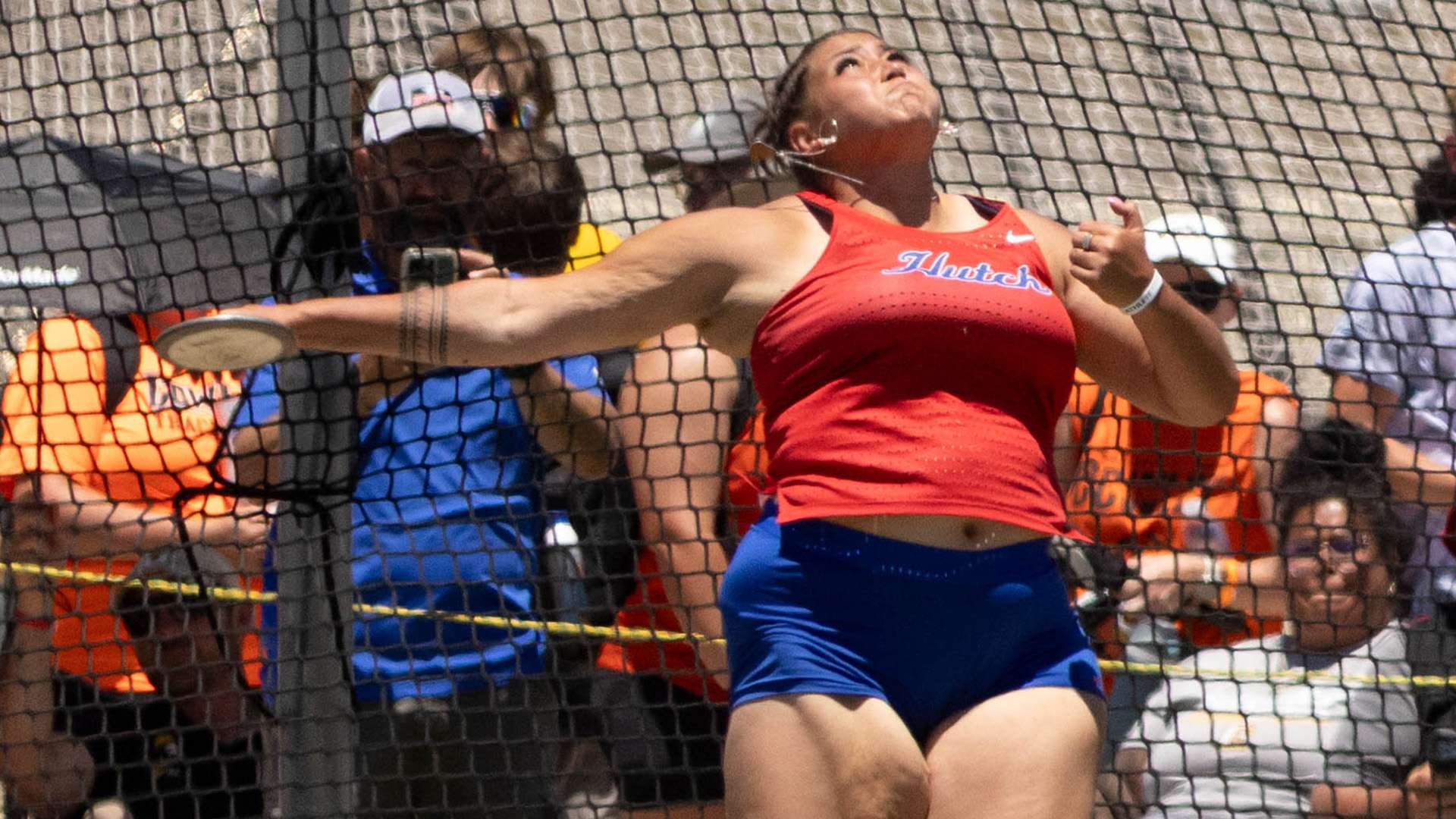 Xylavene Beale becomes the first Blue Dragon women's athlete to win two event national titles in the same Championship when she won the discus on Saturday to lead the Blue Dragon women at the 2026 NJCAA Division I Track and Field Championships in Hobbs, NM. (Photo by Ed Bailey)