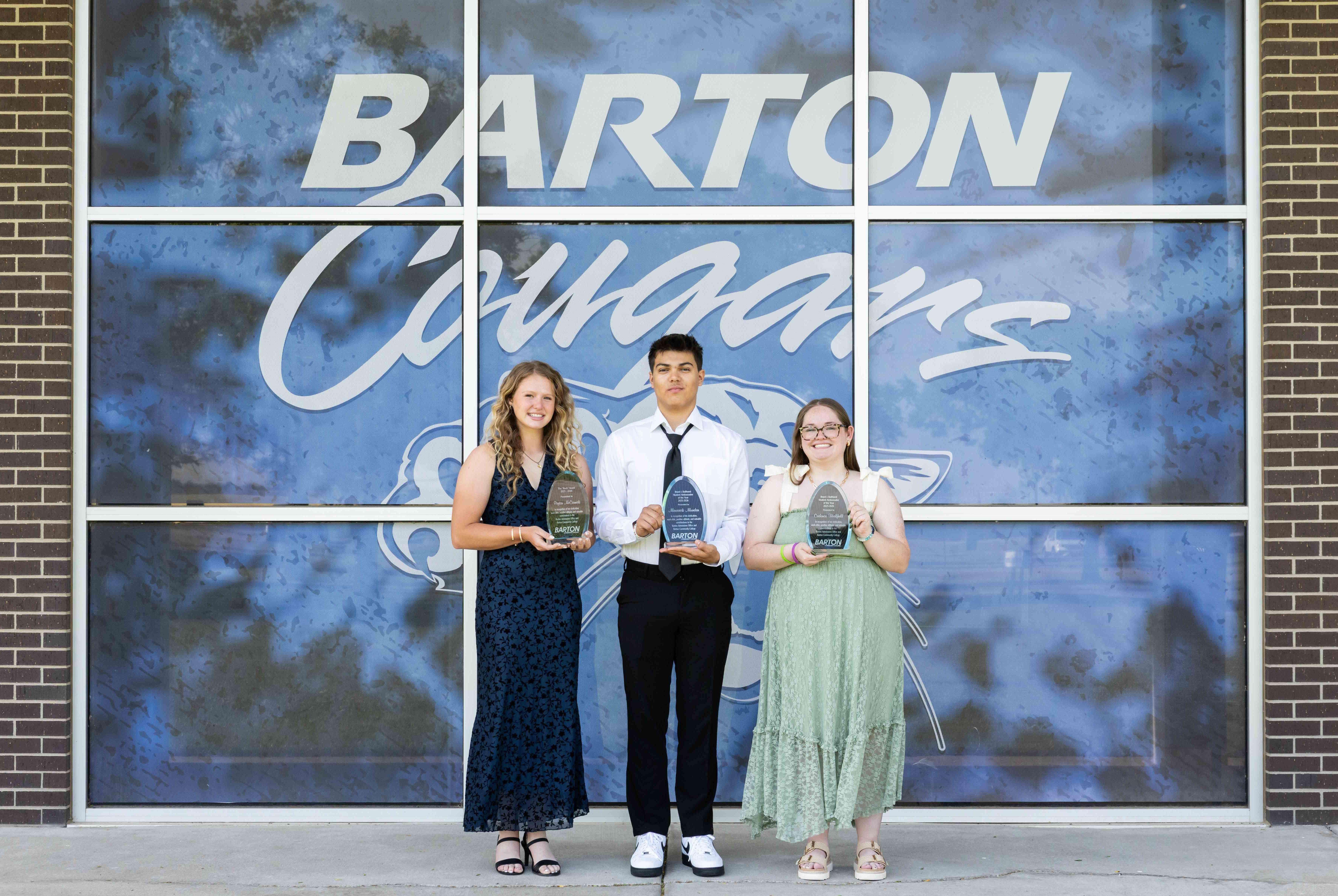 (From Left) "The Rock" Award winner Peyton McCormick, and Ambassador of the Year Award Winners Maverick Munden and Cadence Halfhill.