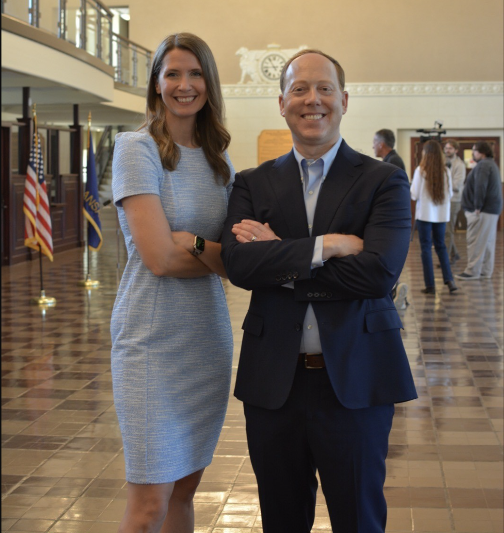Salina Area Chamber of Commerce President &amp; CEO with Kan. Democratic gubernatorial candidate, Ethan Corson - Photo, office of Ethan Corson