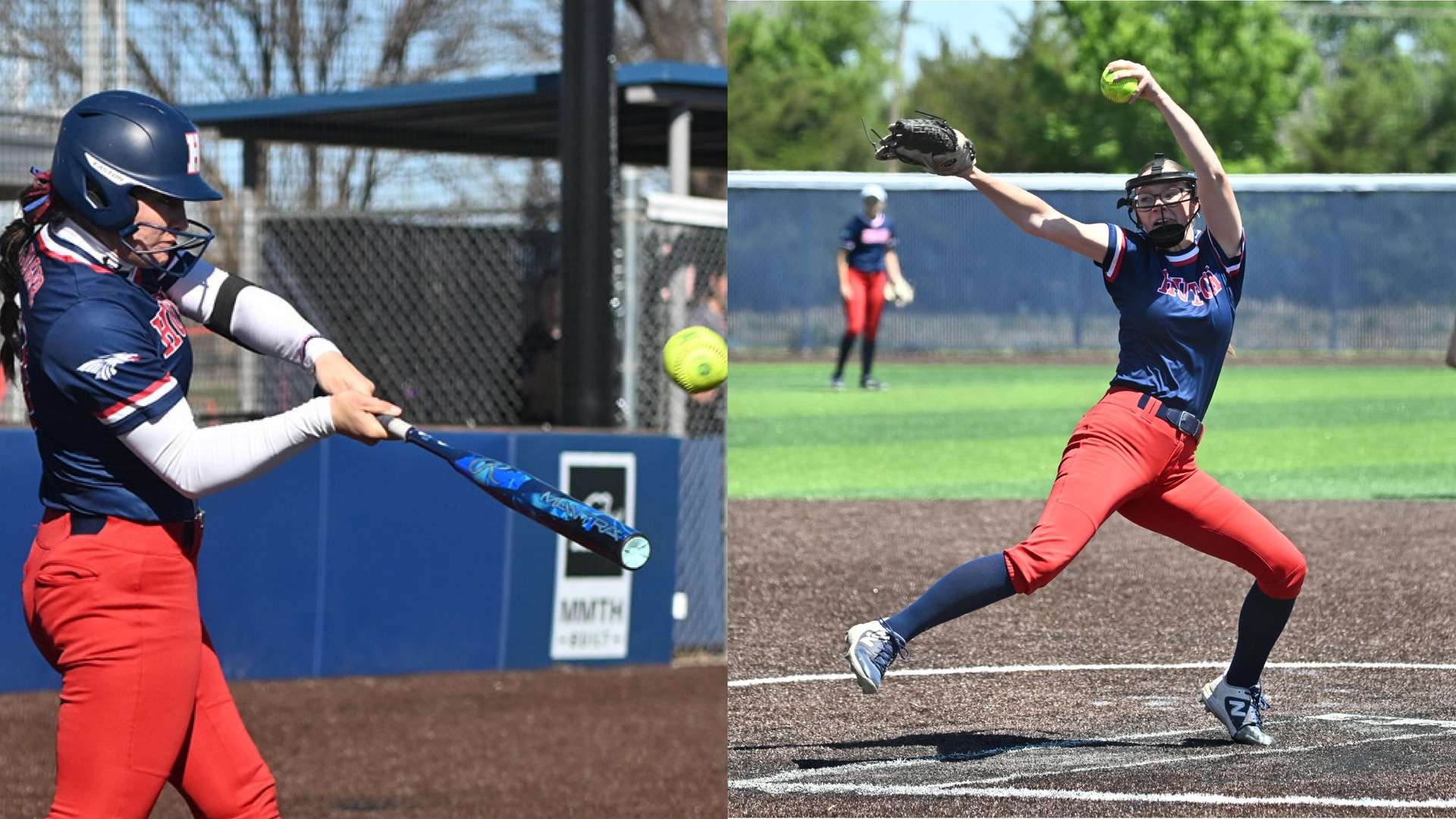 Blue Dragon outfielder Kaibryn Kruger (left) and Jessica Schmidt (right) were named to the Region 6 Tournament all-tournament team after strong performances in Dodge City.