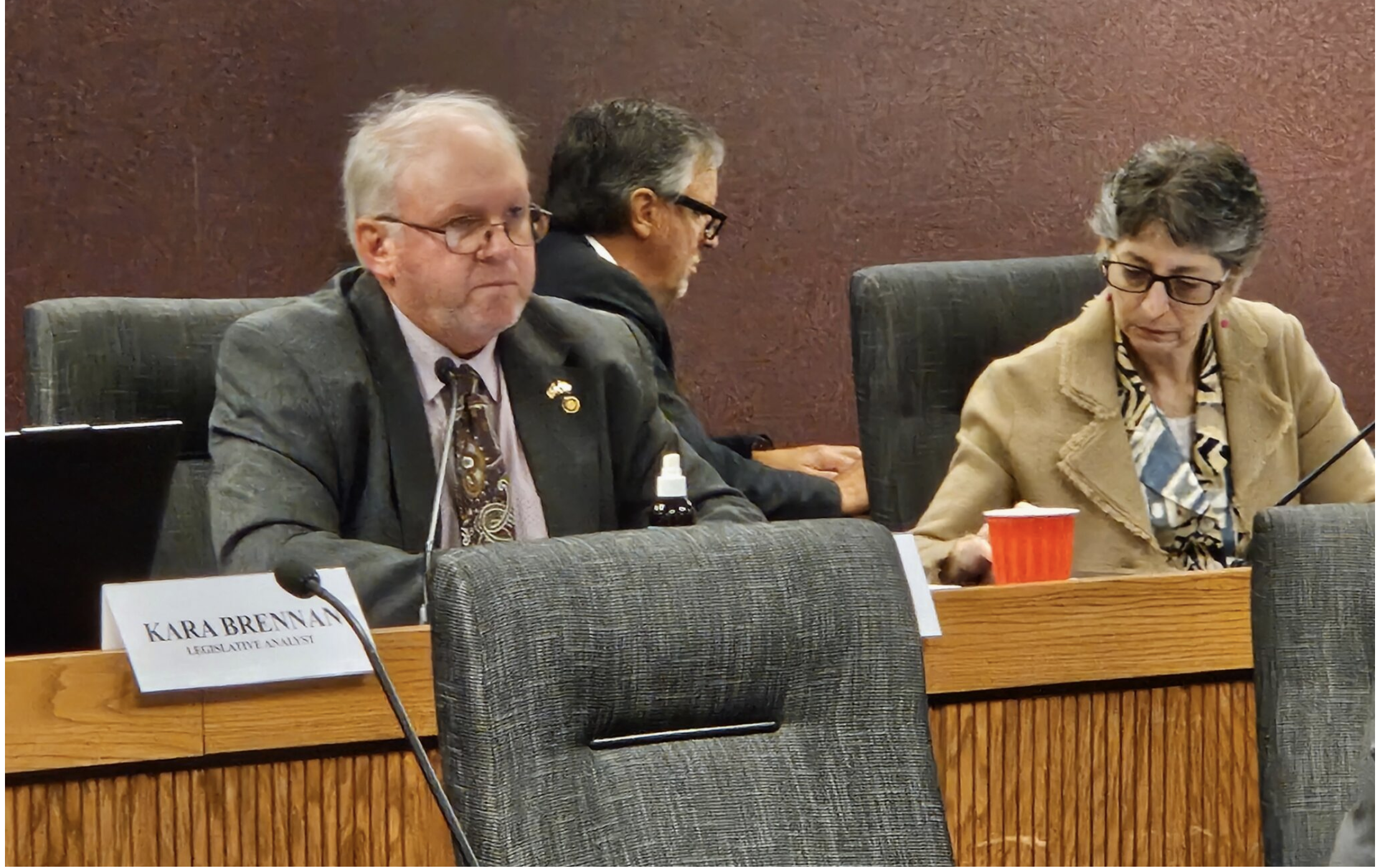 State Rep. Tim Taylor of Bunceton, chairman of the Missouri House Special Interim Committee on Property Tax Reform, listens during testimony at a September public hearing (Rudi Keller/Missouri Independent).