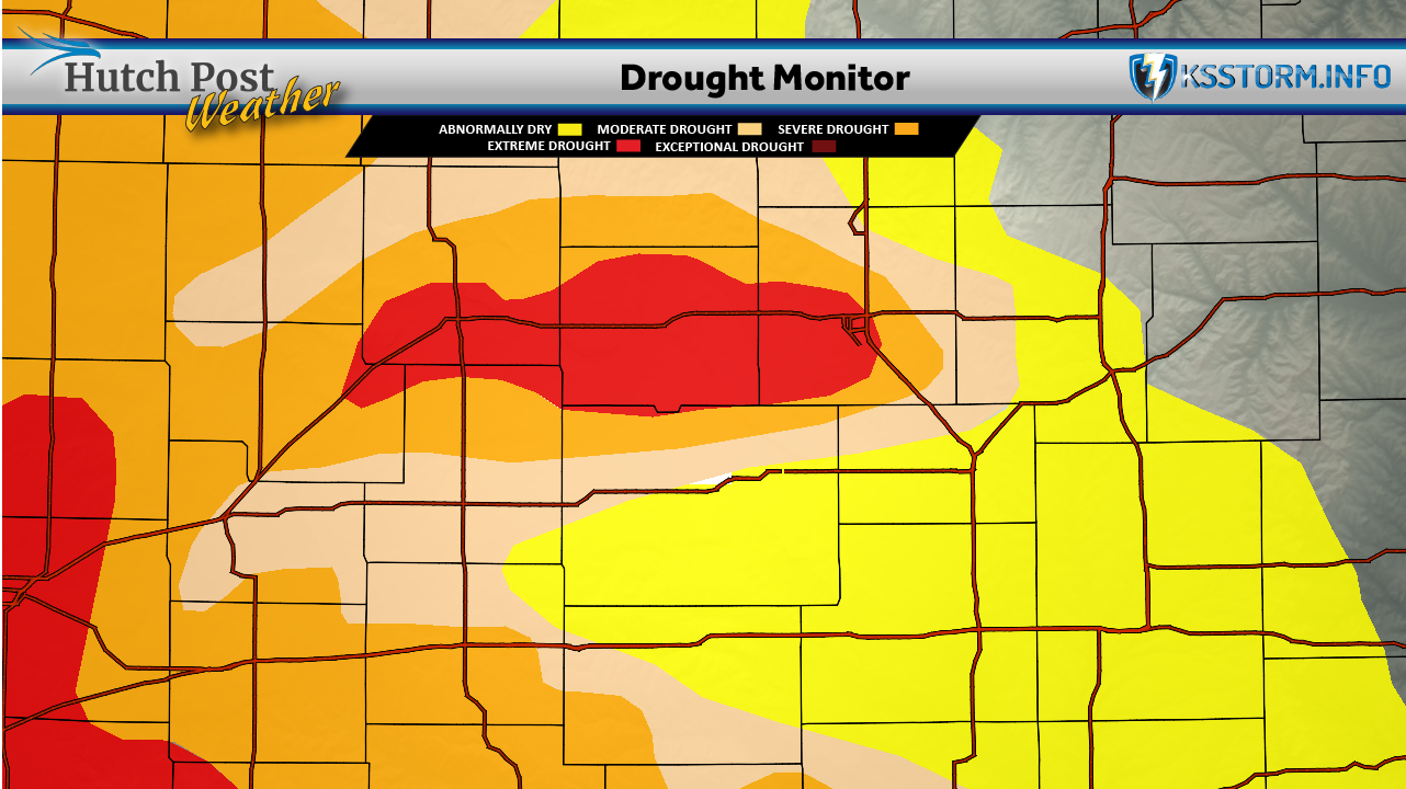 Area Drought Monitor for May 19 (Hutch Post graphic - Map data courtesy&nbsp;<i>National Drought Mitigation Center at the University of Nebraska-Lincoln)</i>