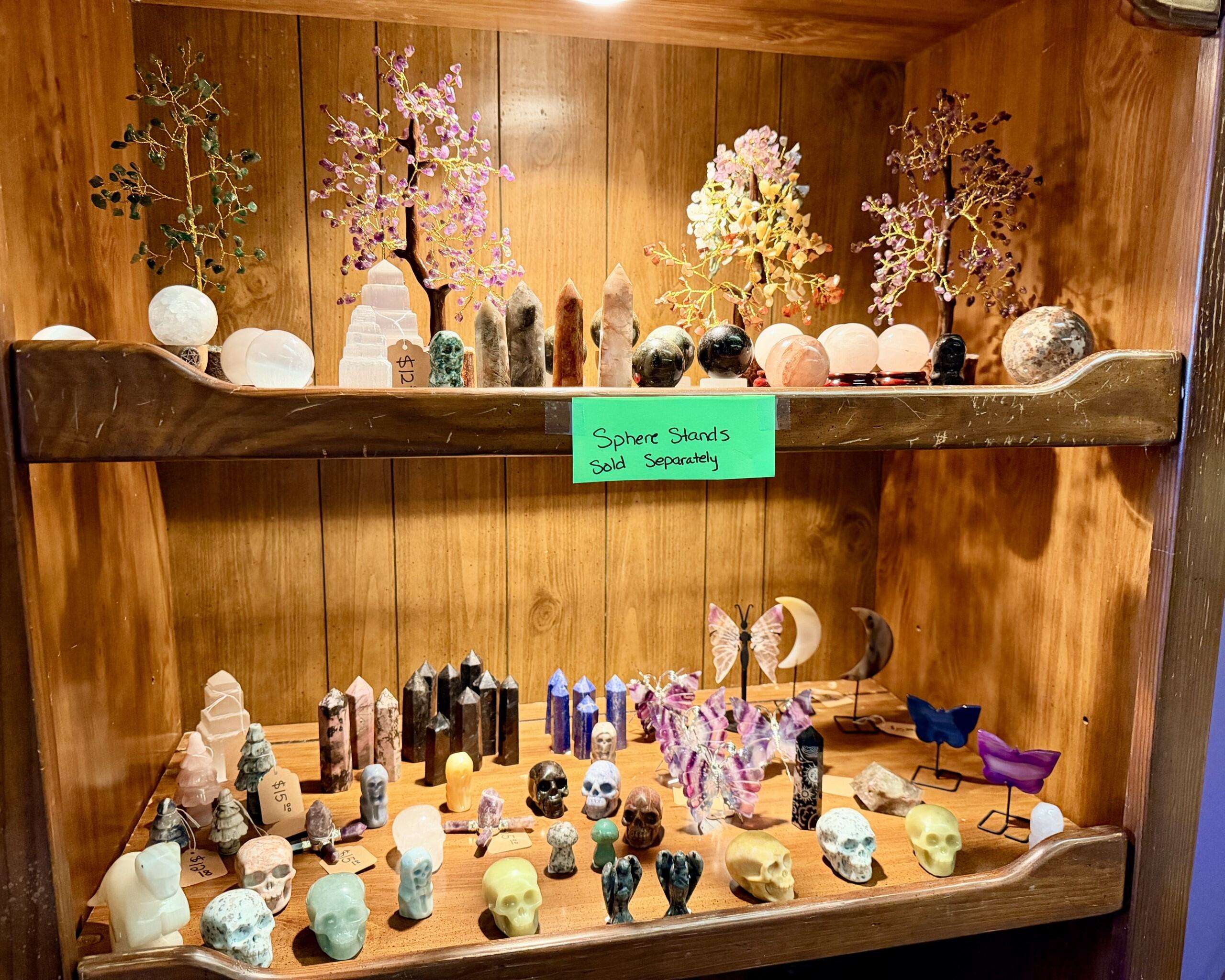Crystal trees, crystal towers and other stones on display at Alternative Reflection. Photo by Tony Guerrero/Hays Post