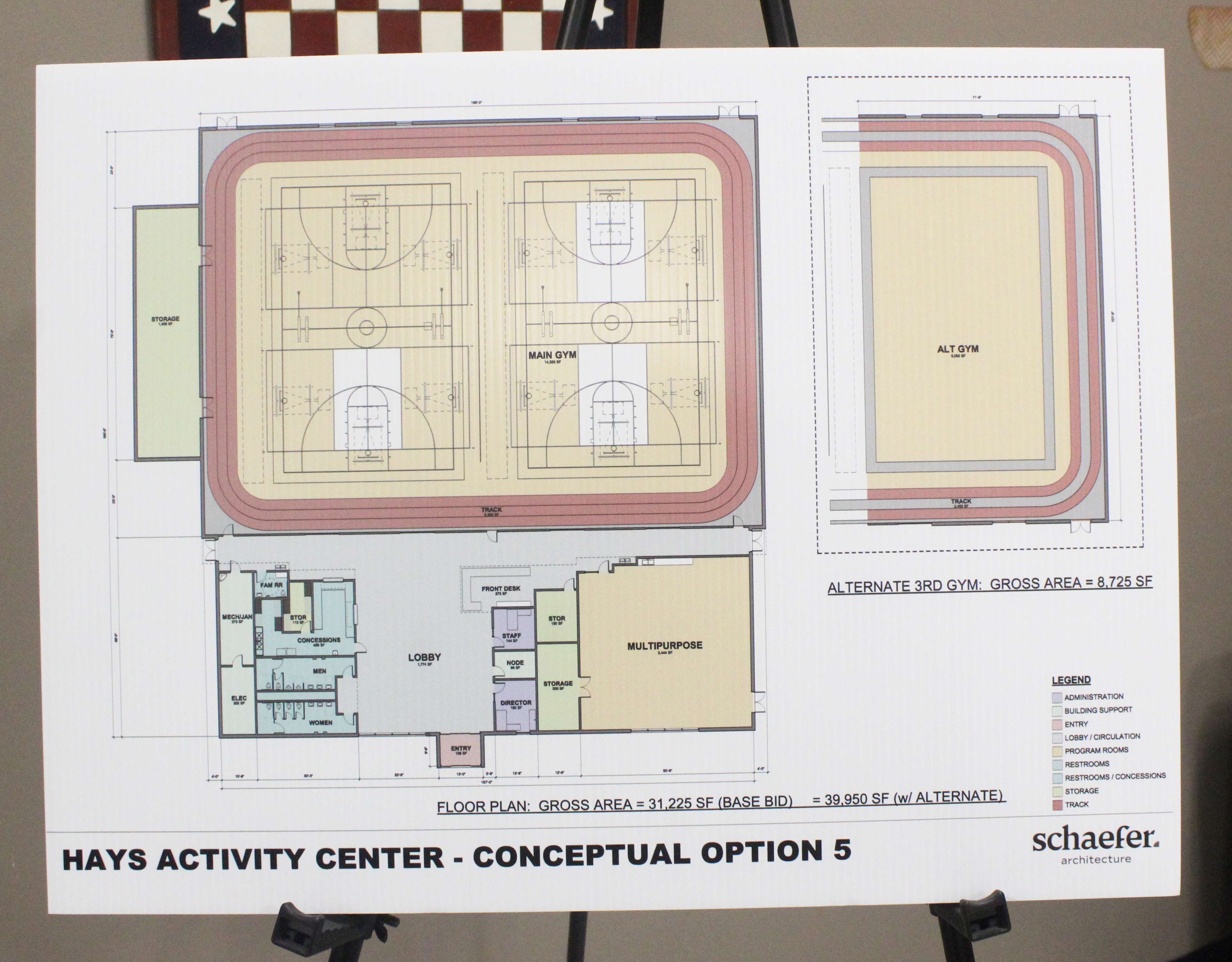 Plans for new Hays Recreation Commission building.