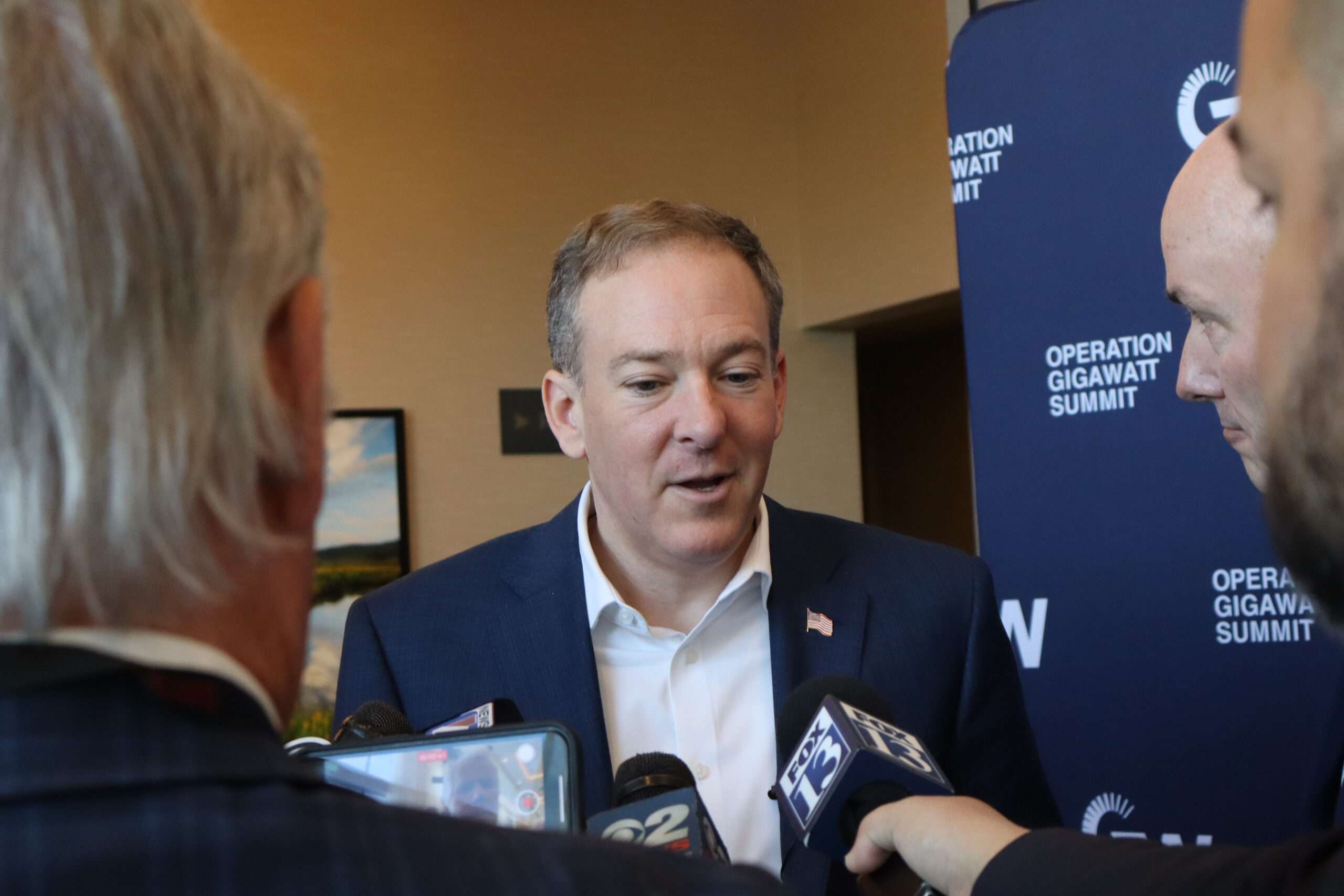 EPA Administrator Lee Zeldin speaks to reporters during the Operation Gigawatt Summit on May 22, 2026. (Alixel Cabrera/Utah News Dispatch)