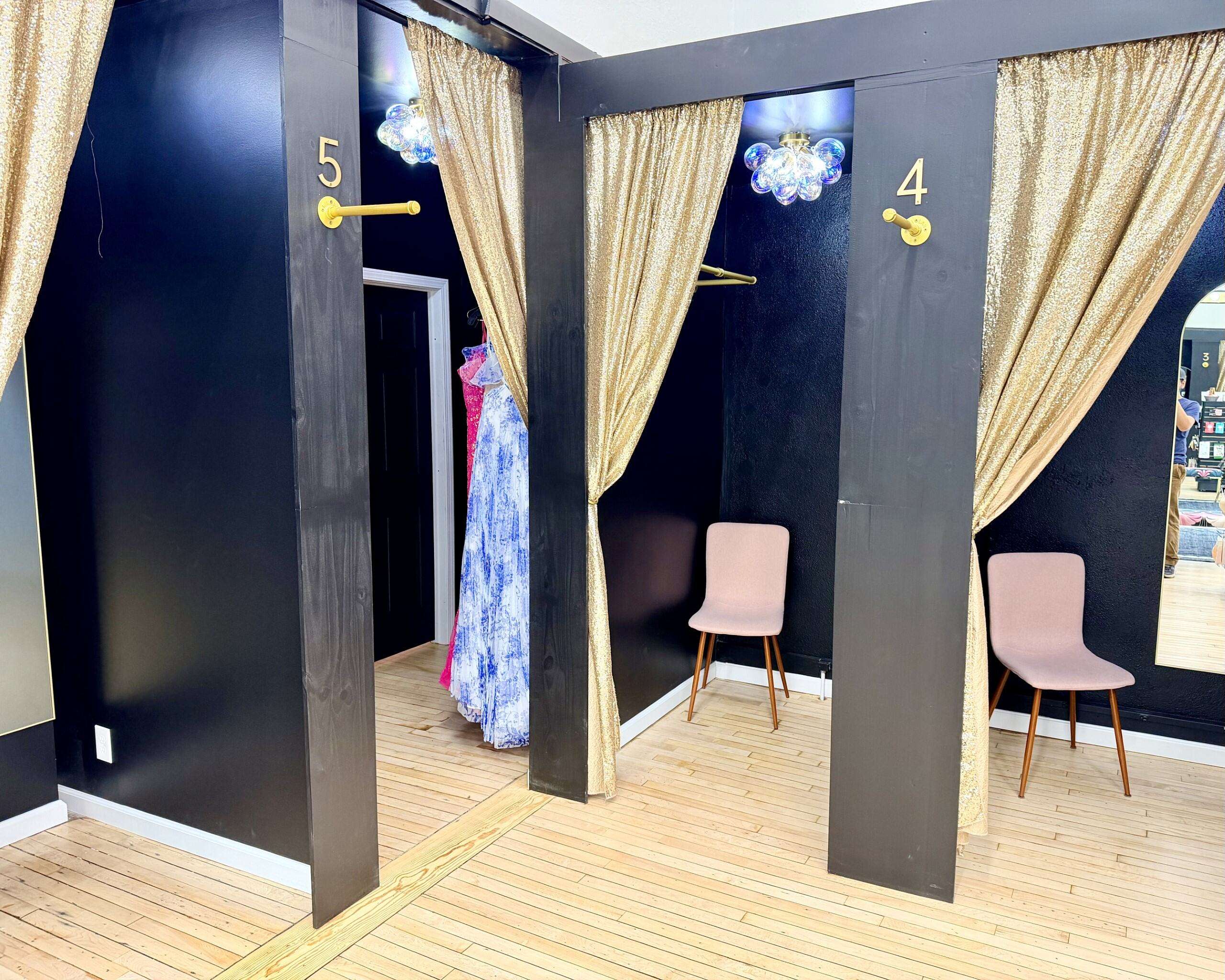 Prom and homecoming fitting rooms at Something Blue. Photo by Tony Guerrero/Hays Post
