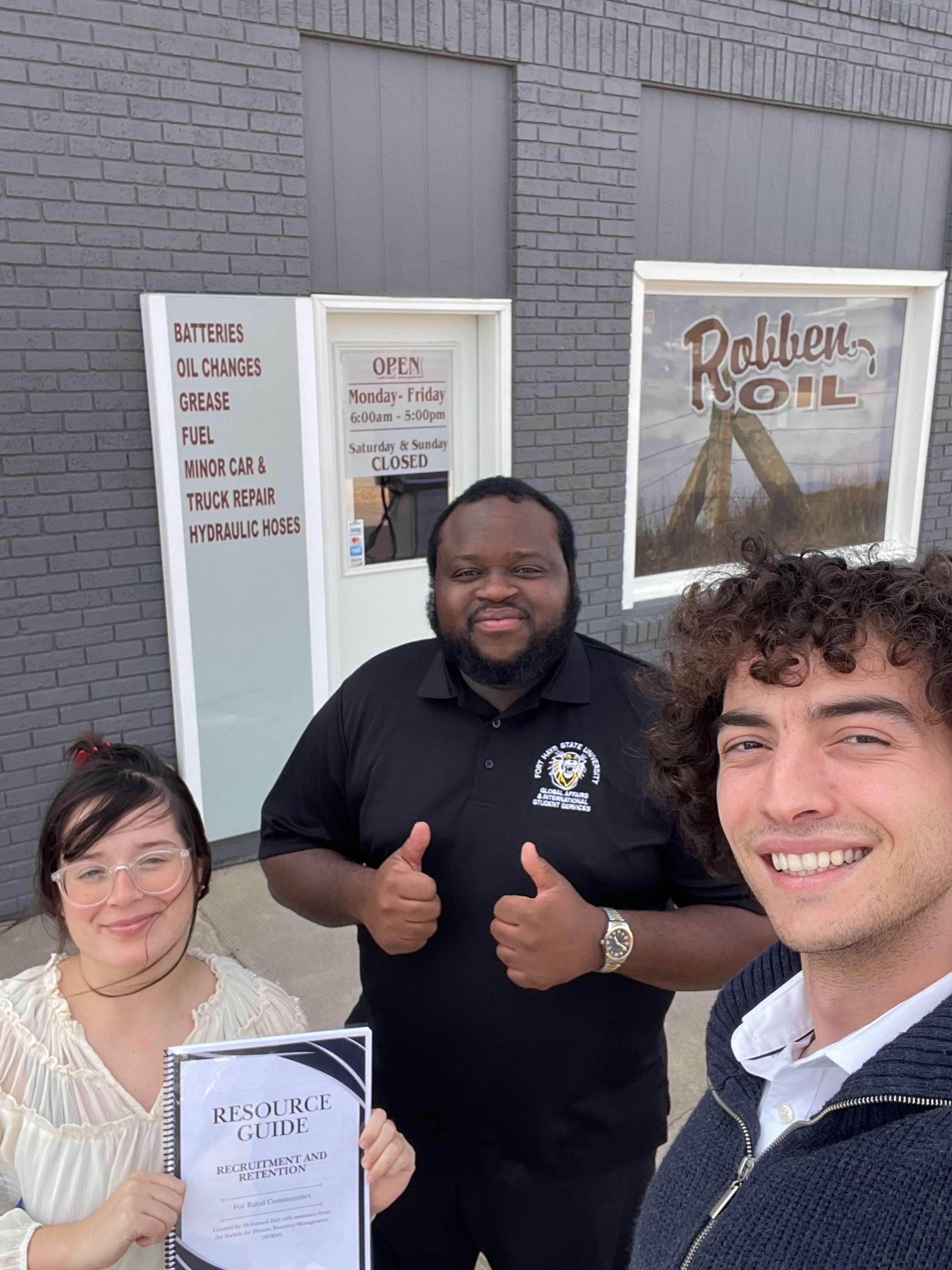 The three international students who created the Rural Project visited Hays, Victoria, Russell, Libenthal, Shoenchen and Plainville. Courtesy photo.