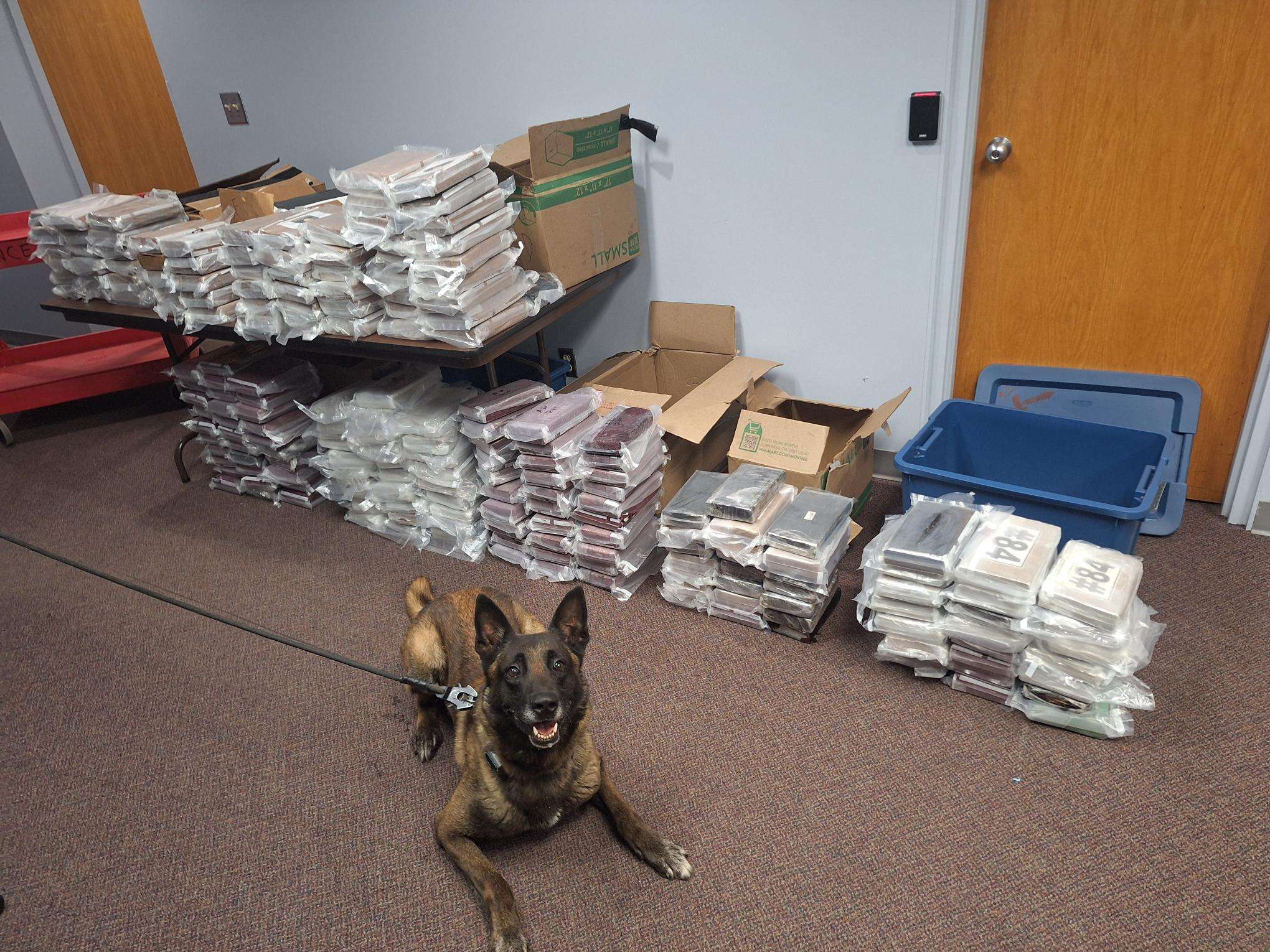 NSP K9 Gable and Cocaine found in traffic stop on I-80 May 27, 2026. (Photo Nebraska State Patrol)