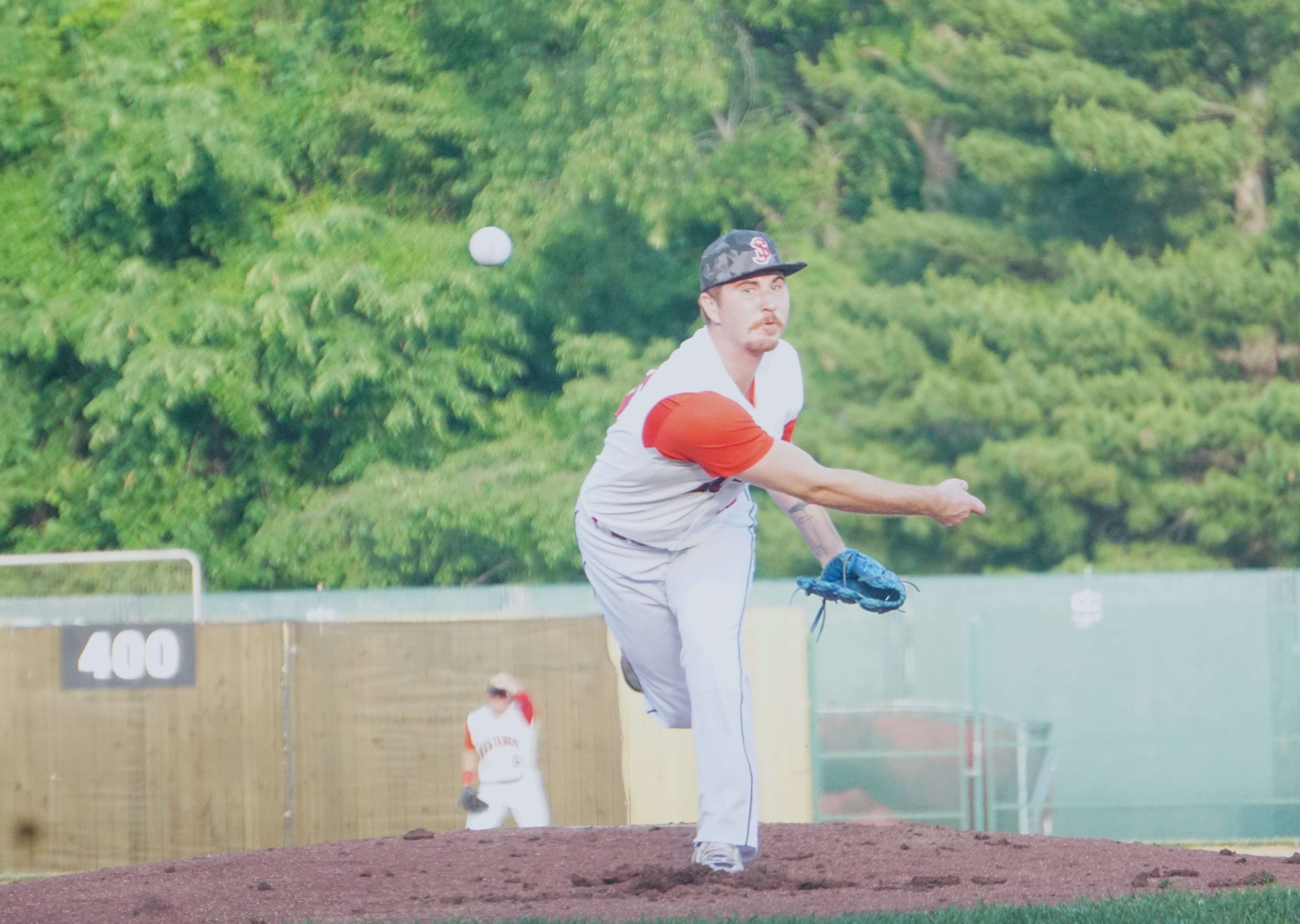 JT Adams started Opening Day 2026 for the St. Joseph Mustangs against the Monarchs giving up five runs in an 1.2 innings pitched/ Photo by Matt Pike