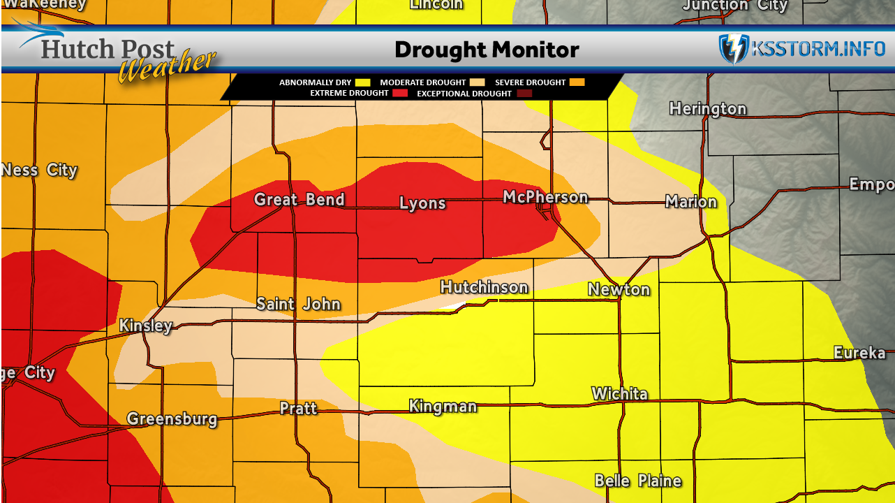 Area Drought Monitor for May 26 (Hutch Post graphic - Map data courtesy&nbsp;<i>National Drought Mitigation Center at the University of Nebraska-Lincoln)</i>