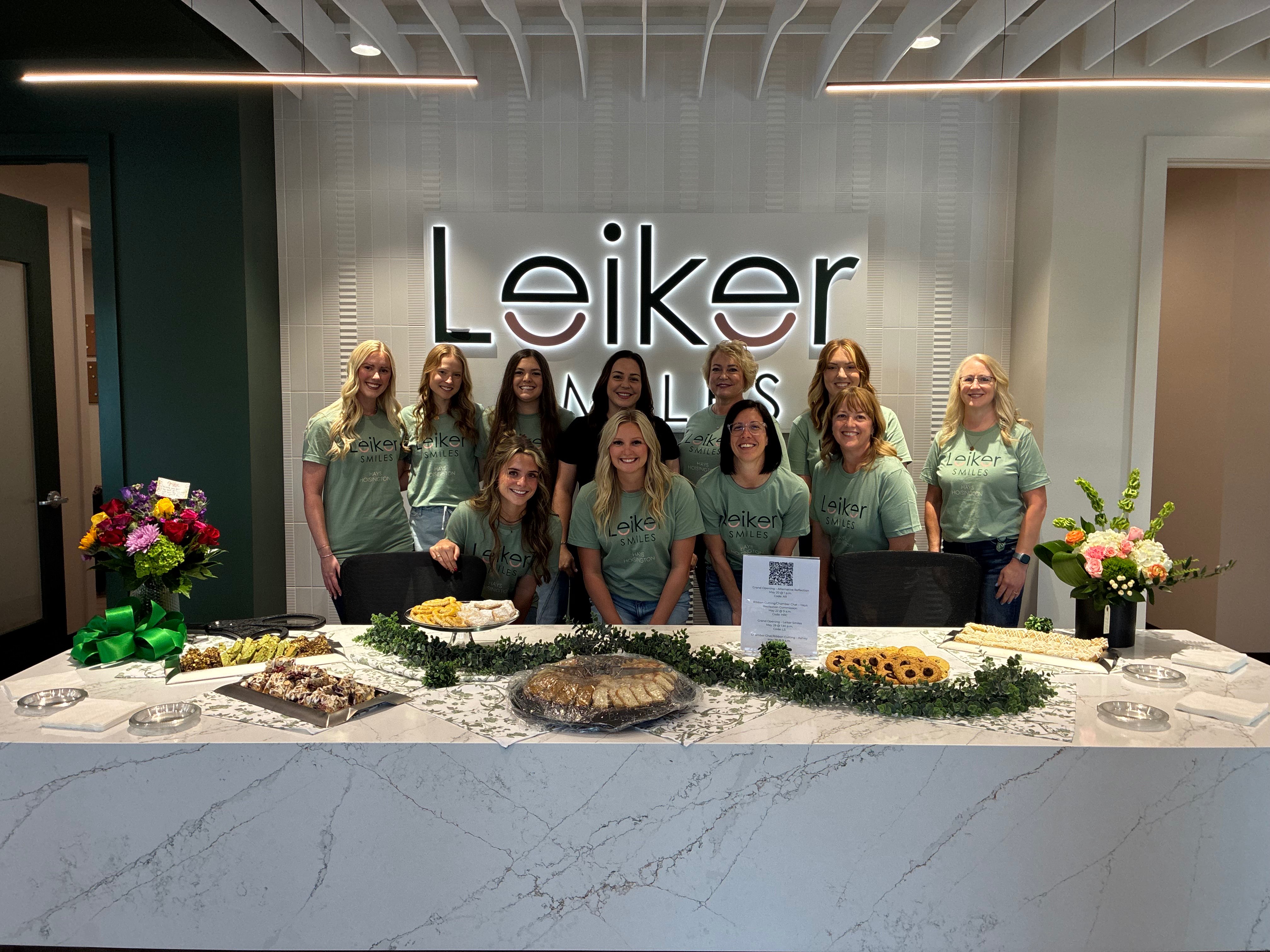 Meet the Leiker Smiles team. Pictured from left to right, Back Row: Mallory Linn, Ashley Stoll, Madi Brackney, Dr. Alexyss Leiker, Katie Rowland, Janet Jonas. Front row: Maggie Robben, Myah McCoy, Jessica McMillan and Pam Rathbun. Picture by Alin Hett/Hays Post.