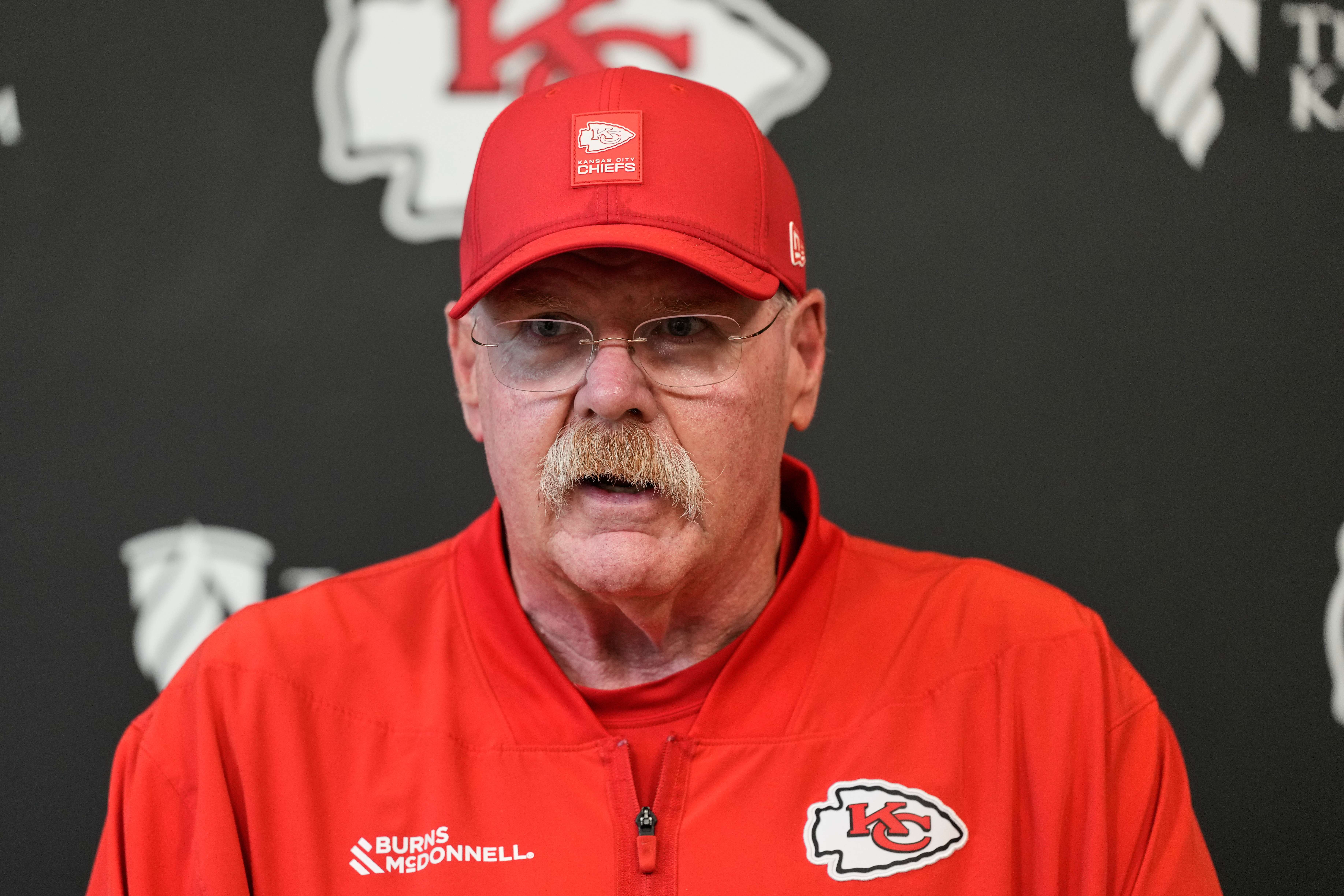 Kansas City Chiefs head coach Andy Reid addresses the media after the NFL football team's organized team activities Thursday, May 28, 2026, in Kansas City, Mo. (AP Photo/Charlie Riedel)