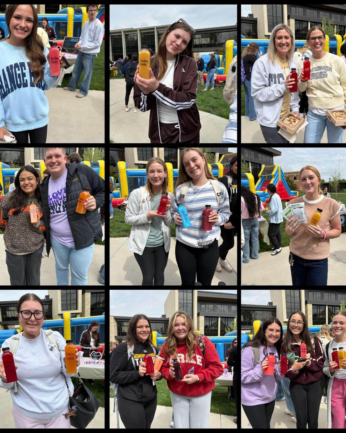 Fort Hays State University students with Prairie Nutrition drinks during a pop-up on campus. Courtesy photo