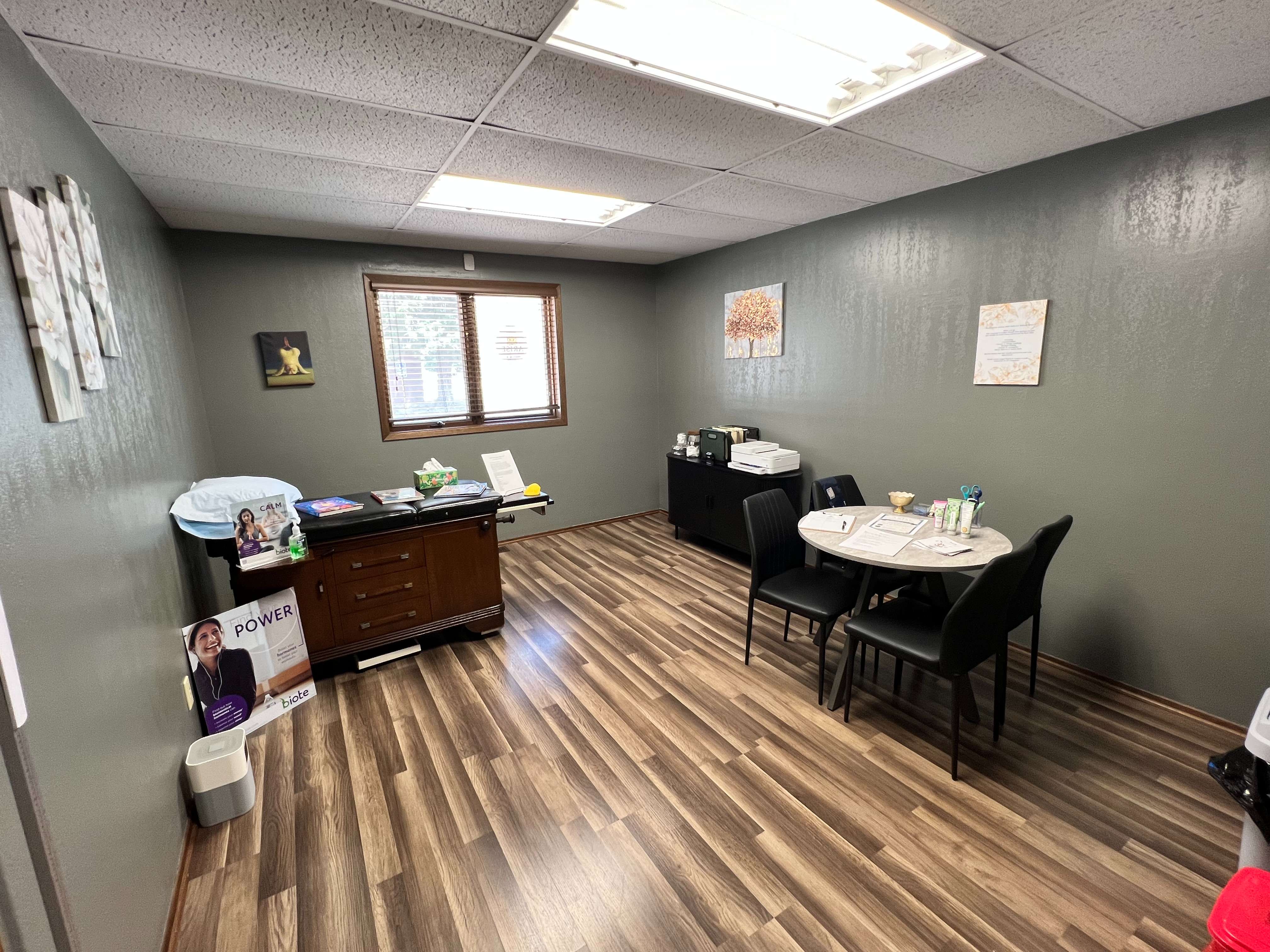 An exam room is shown inside ARISE Medical & Wellness House during an open house Friday, May 29, 2026, at 1011 N. Main St. in Hutchinson. The rooms were designed to create a more relaxed setting for conversations between patients and medical staff. (Hutch Post Photo/Sean Boston)