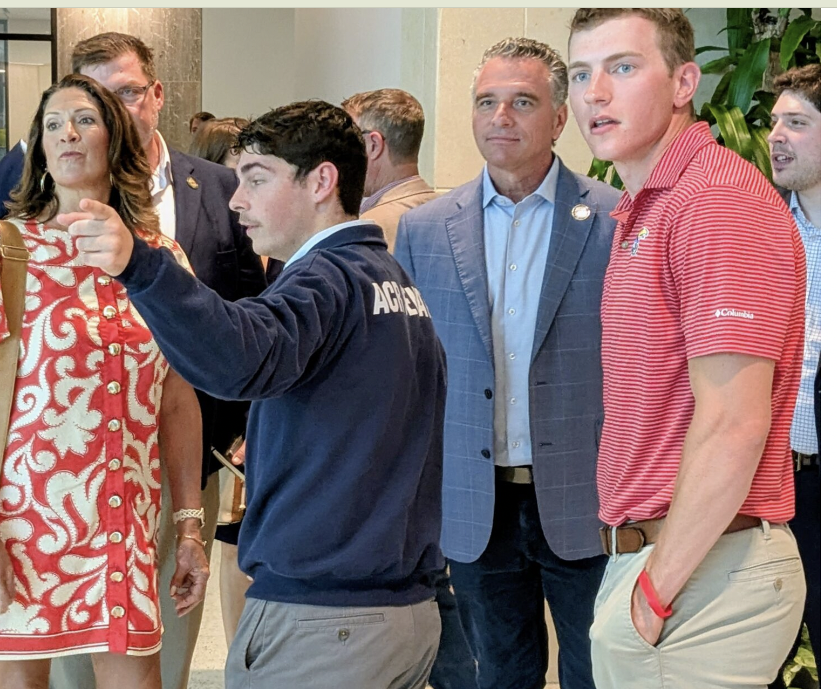  Kansas Senate President Ty Masterson, second from right, formally files as a candidate for governor June 1, 2026, at the Secretary of State’s Office. The Andover Republican is part of a seven-candidate field and is endorsed by President Donald Trump. (Photo by Tim Carpenter/Kansas Reflector)