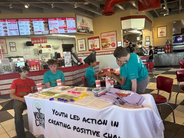 Barton County Youth Crew members prepare to meet customers at Freddy’s as they raise money for a conference in Orlando, Fla.