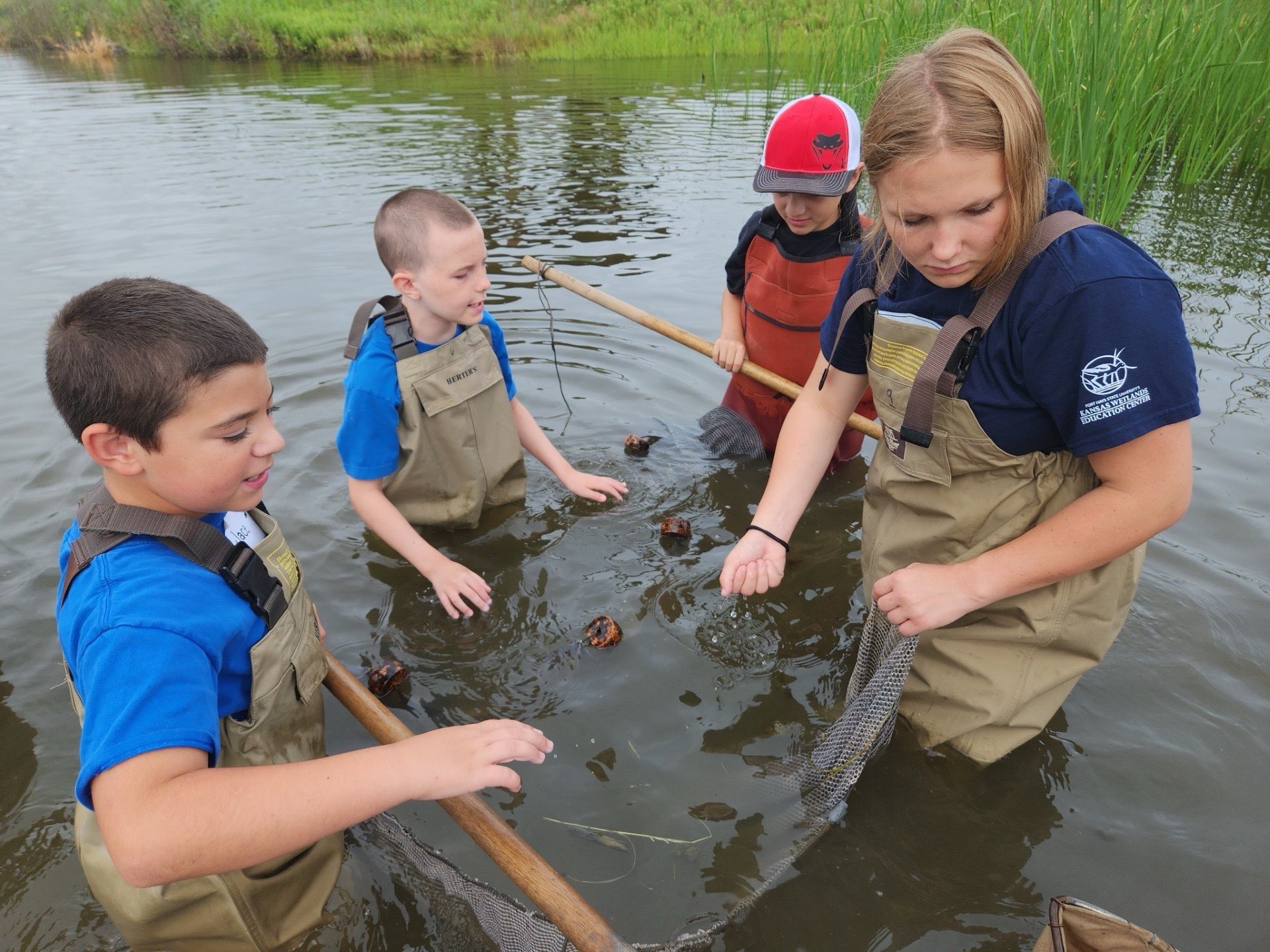KWEC summer campers search for aquatic invertebrates, Courtesy photo&nbsp;