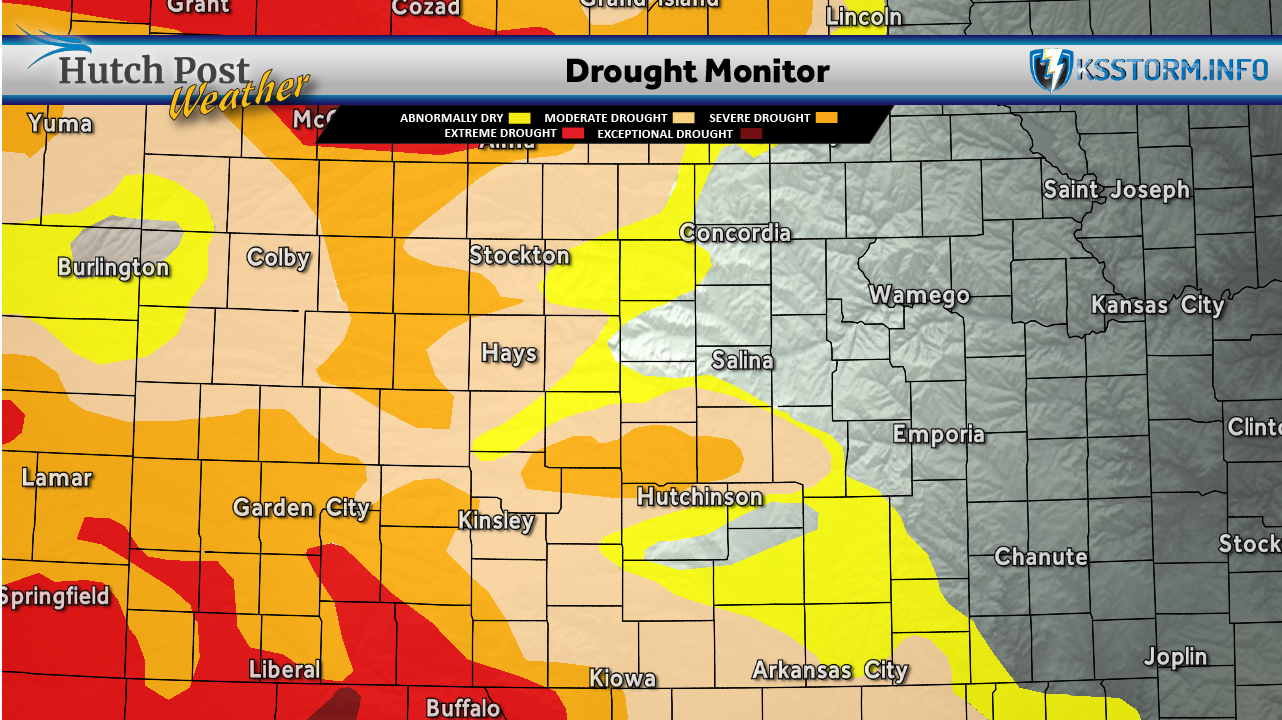 State Drought Monitor for June 2, 2026 - (Hutch Post graphic) - Map data courtesy <i>National Drought Mitigation Center at the University of Nebraska-Lincoln)</i>