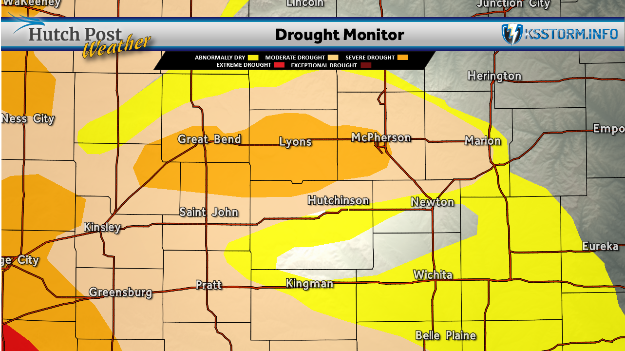 Drought Monitor for June 2, 2026 - (Hutch Post graphic) - Map data courtesy <i>National Drought Mitigation Center at the University of Nebraska-Lincoln)</i>