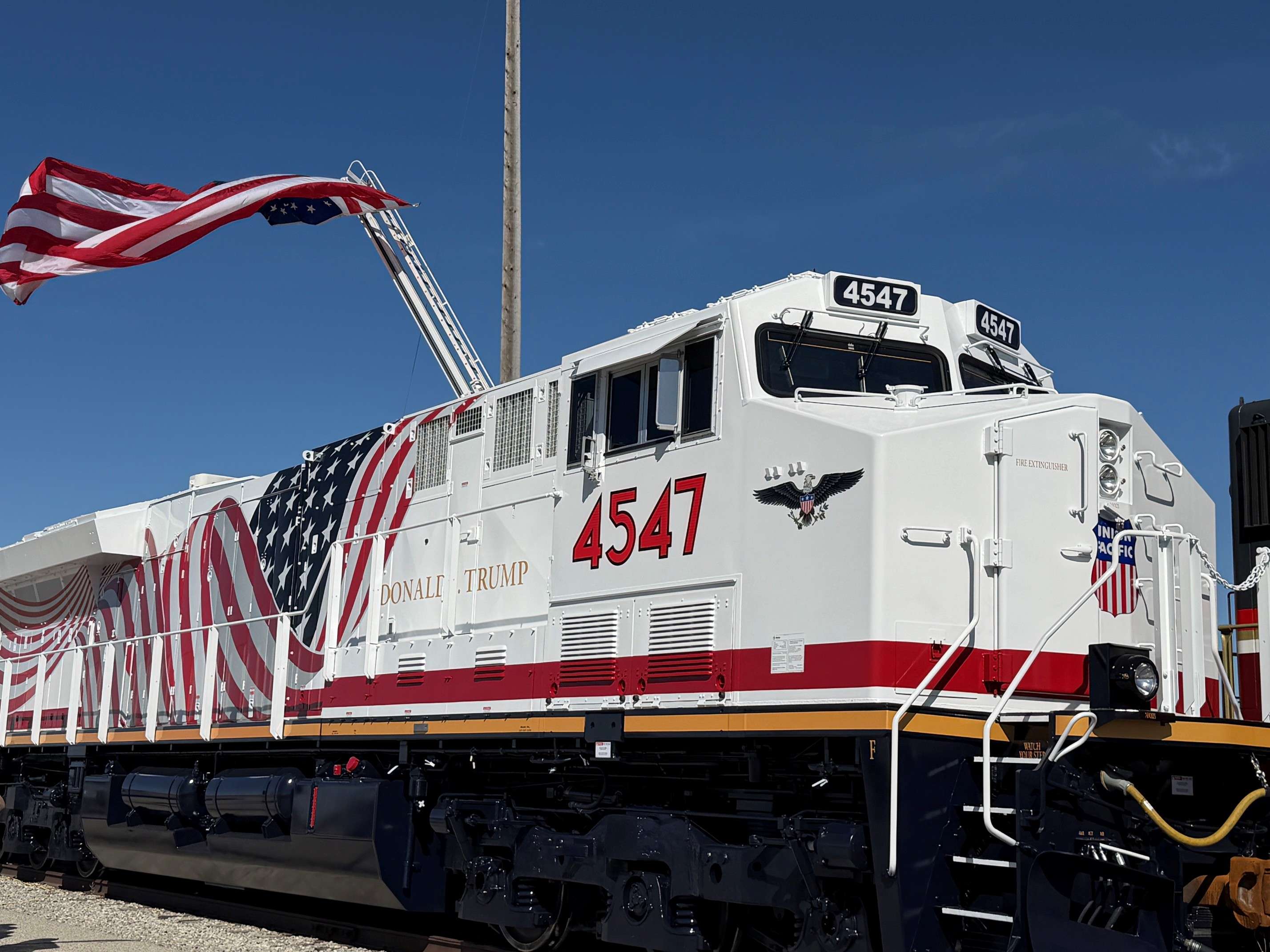 Union Pacific’s newest commemorative locomotive No. 4547 honors President Donald J. Trump and commemorates America’s 250th anniversary. (Union Pacific)