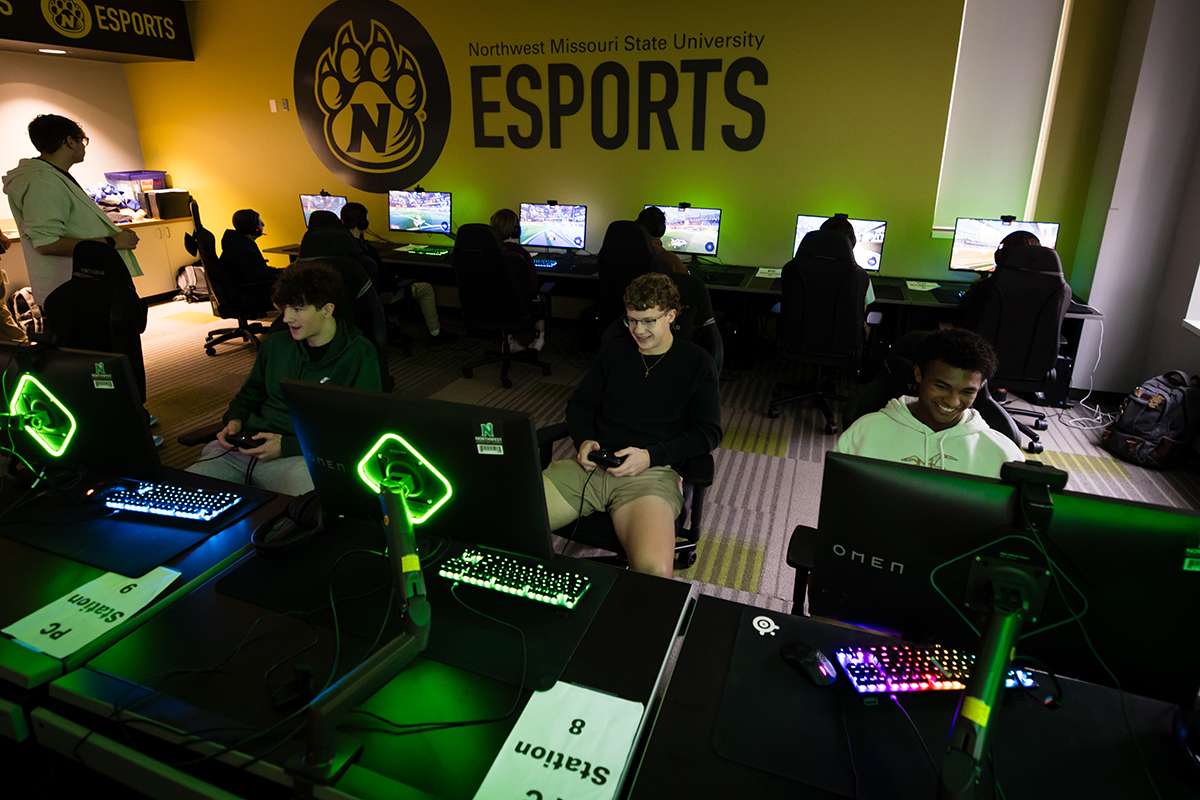 Students use the ESports lab at Northwest Missouri State University/ Photo by Lilly Cook-Northwest Missouri State University.