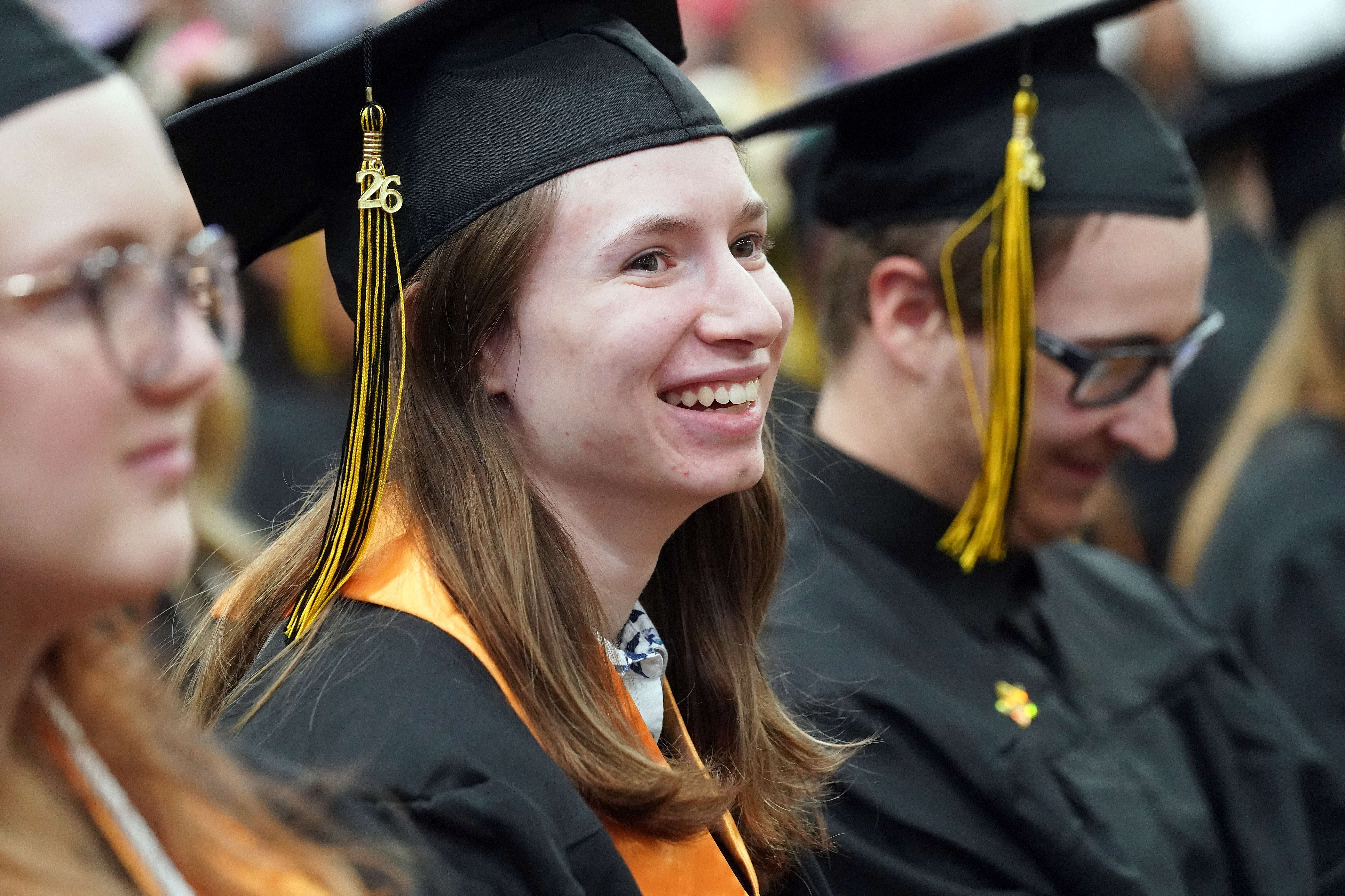 Adison Hastings is all smiles during Commencement at North Platte Community College May 8. (MPCC)