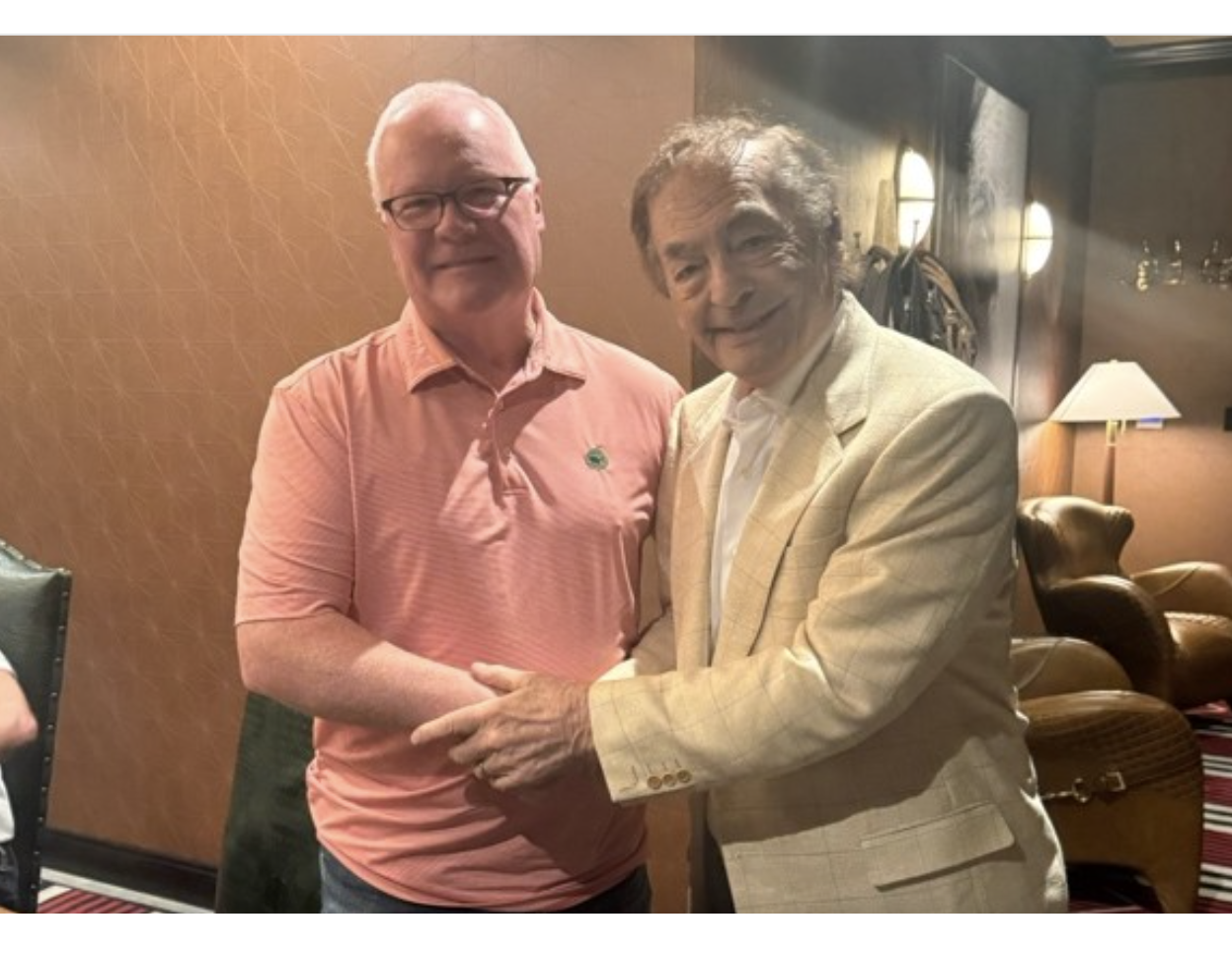 Stan Ross (Left) CEO, Kustom Entertainment, Inc. Phil Ruffin (Right) Owner, Gilley’s Gambling Hall Park City, KS- Courtesy photo