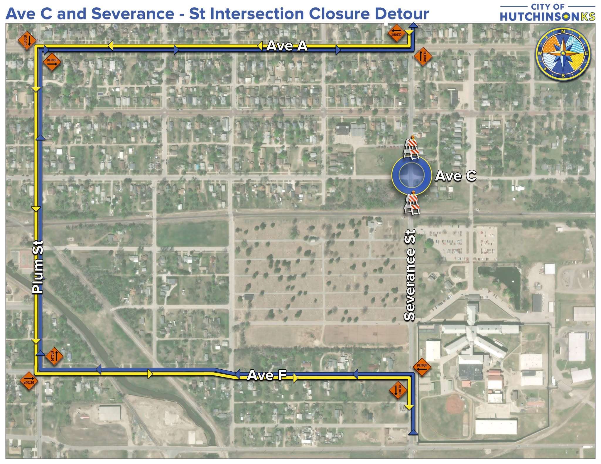 C and Severance detour map (Courtesy City of Hutchinson)