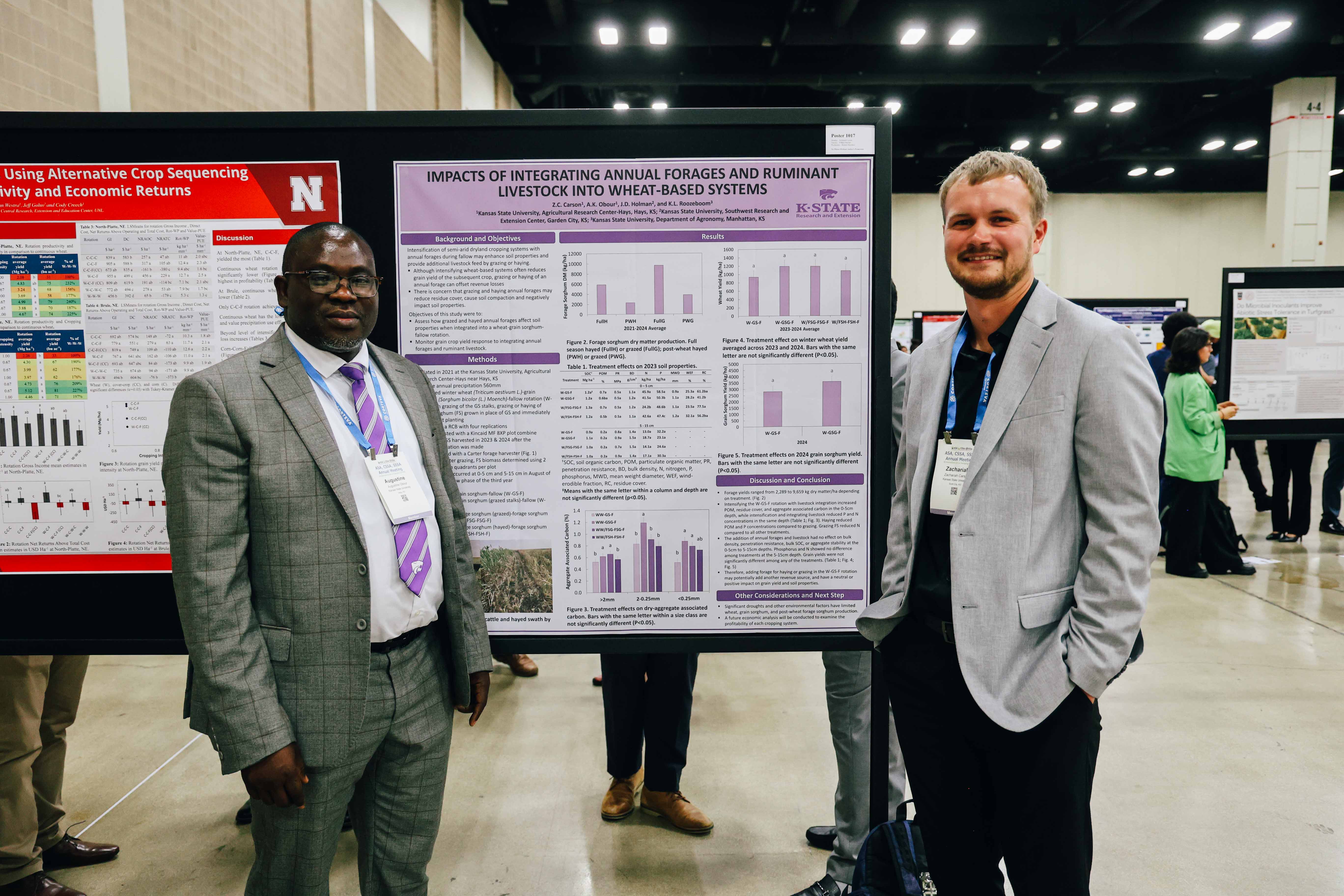 Augustine Obour, left, and Zach Carson, right, present their research. Courtesy photo