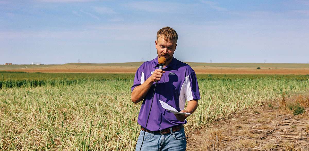 Zach Carson presents his research findings in the field. Courtesy photo&nbsp;