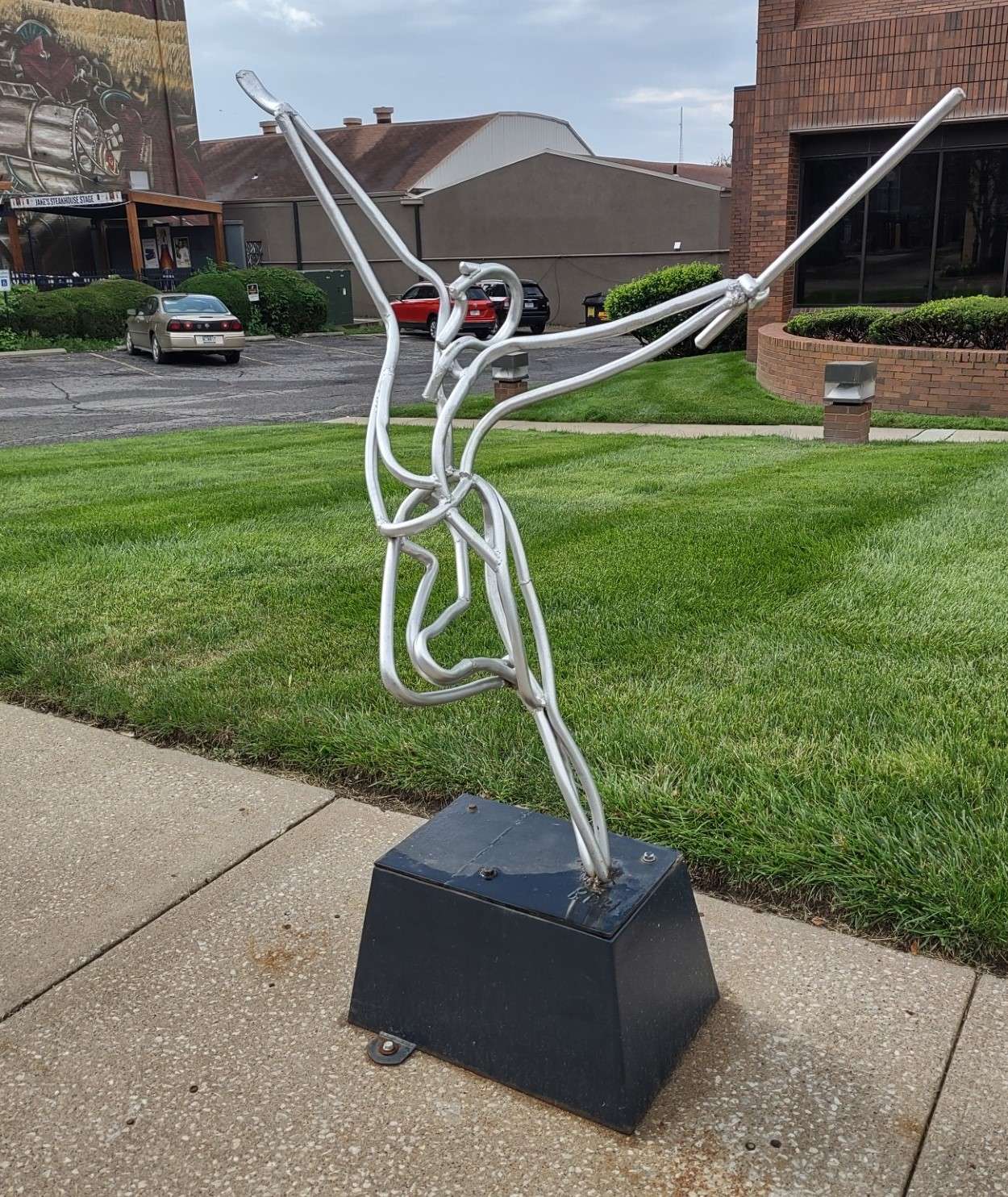"High Stepping", by Robert Heintzelman of Texas, in its current place in front of Equity Bank, 6th & Edmond. (Photo: Jim Faris)