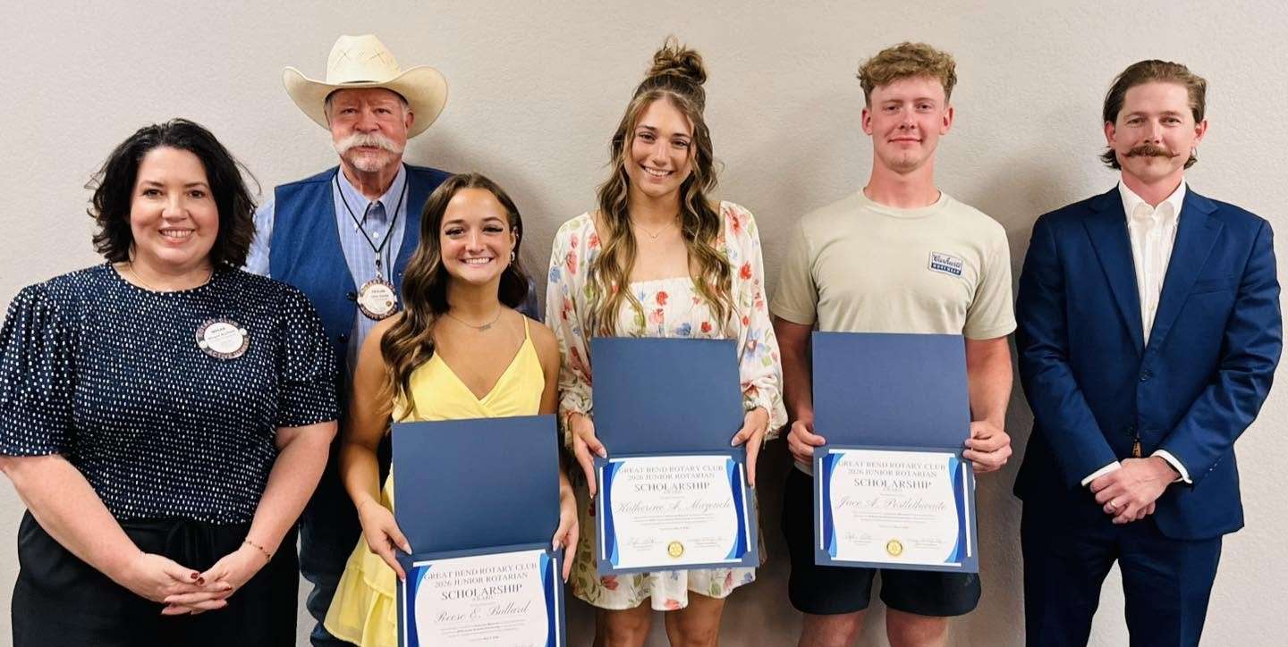 Pictured, from left: Megan Barfield, scholarship chairman; Taylor Smith, club president elect; Reese Bullard, Katherine Mazouch, Jace Postlethewaite and keynote speaker Taylor Calcara. (Not pictured: Nash Lindberg)