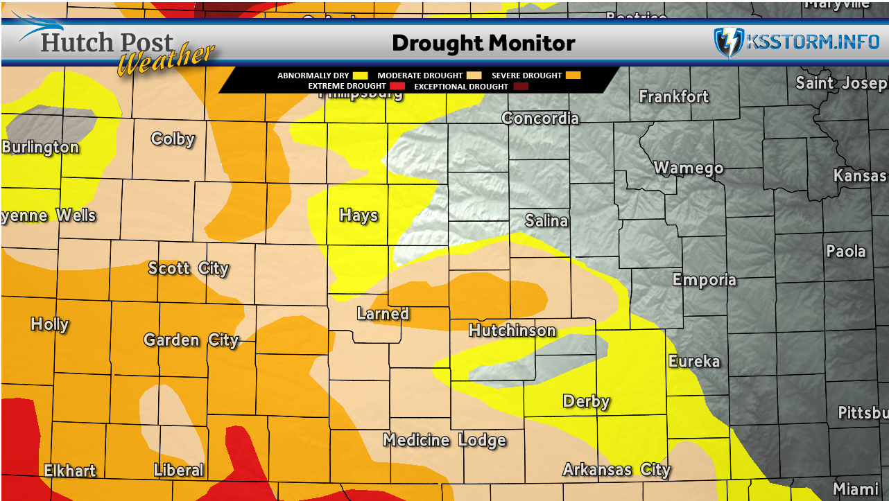 Drought Monitor for June 9, 2026 - (Hutch Post graphic) - Map data courtesy <i>National Drought Mitigation Center at the University of Nebraska-Lincoln)</i>