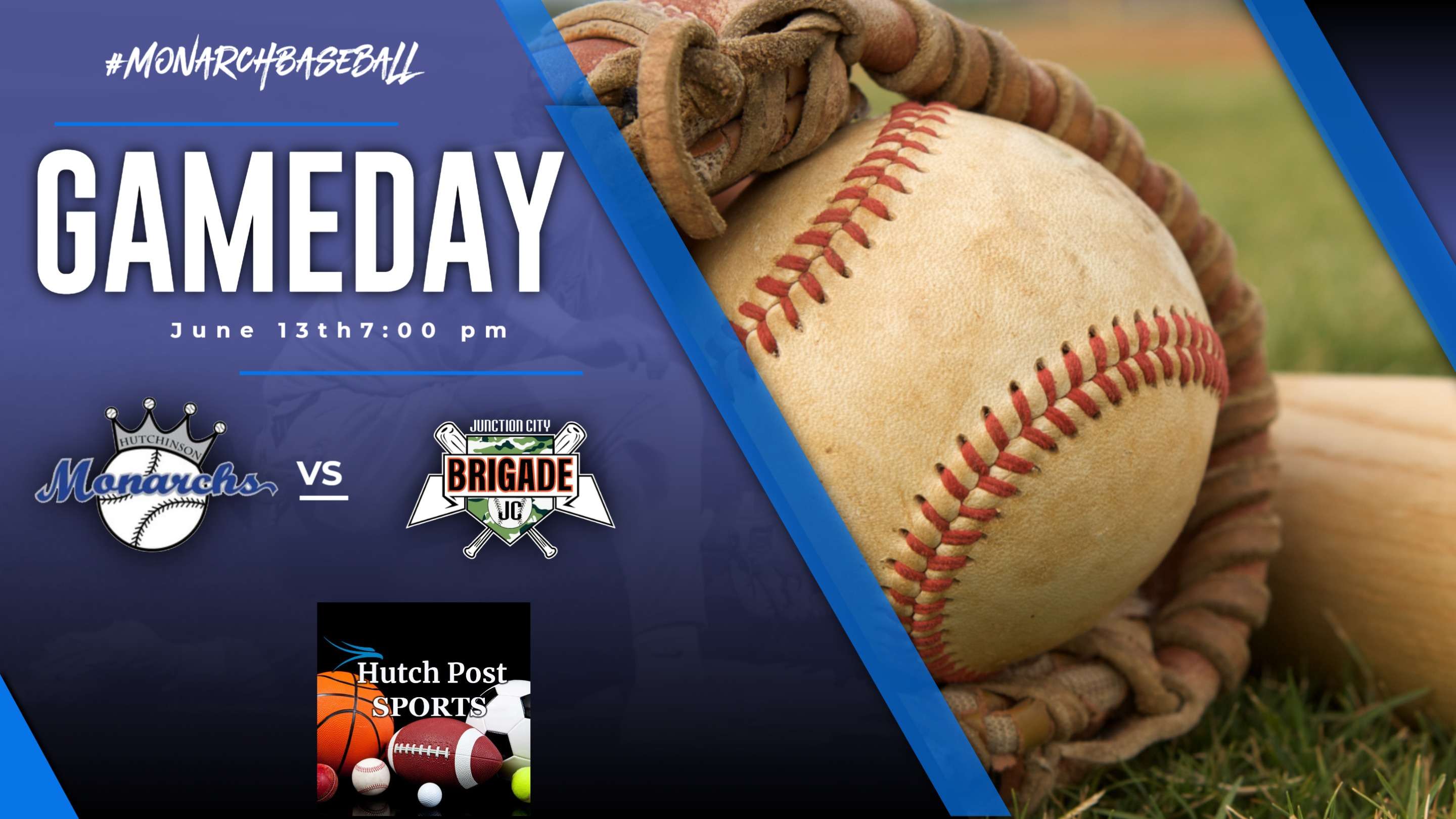 Junction City Brigade vs the Huchinson Monarchs. First pitch scheduled for 7pm.