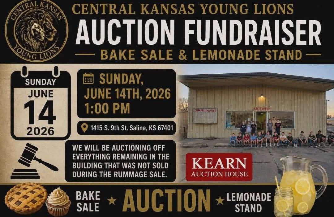 Central Kansas Young Lions auction fundraiser on June 14, 2026