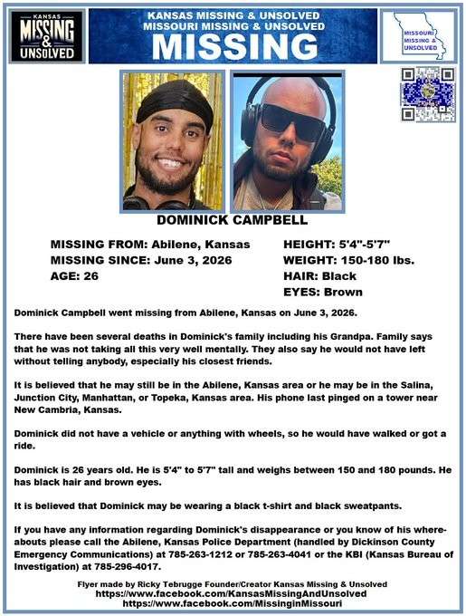 Dominick Campbell - Kansas Missing & Unsolved, Missouri Missing & Unsolved