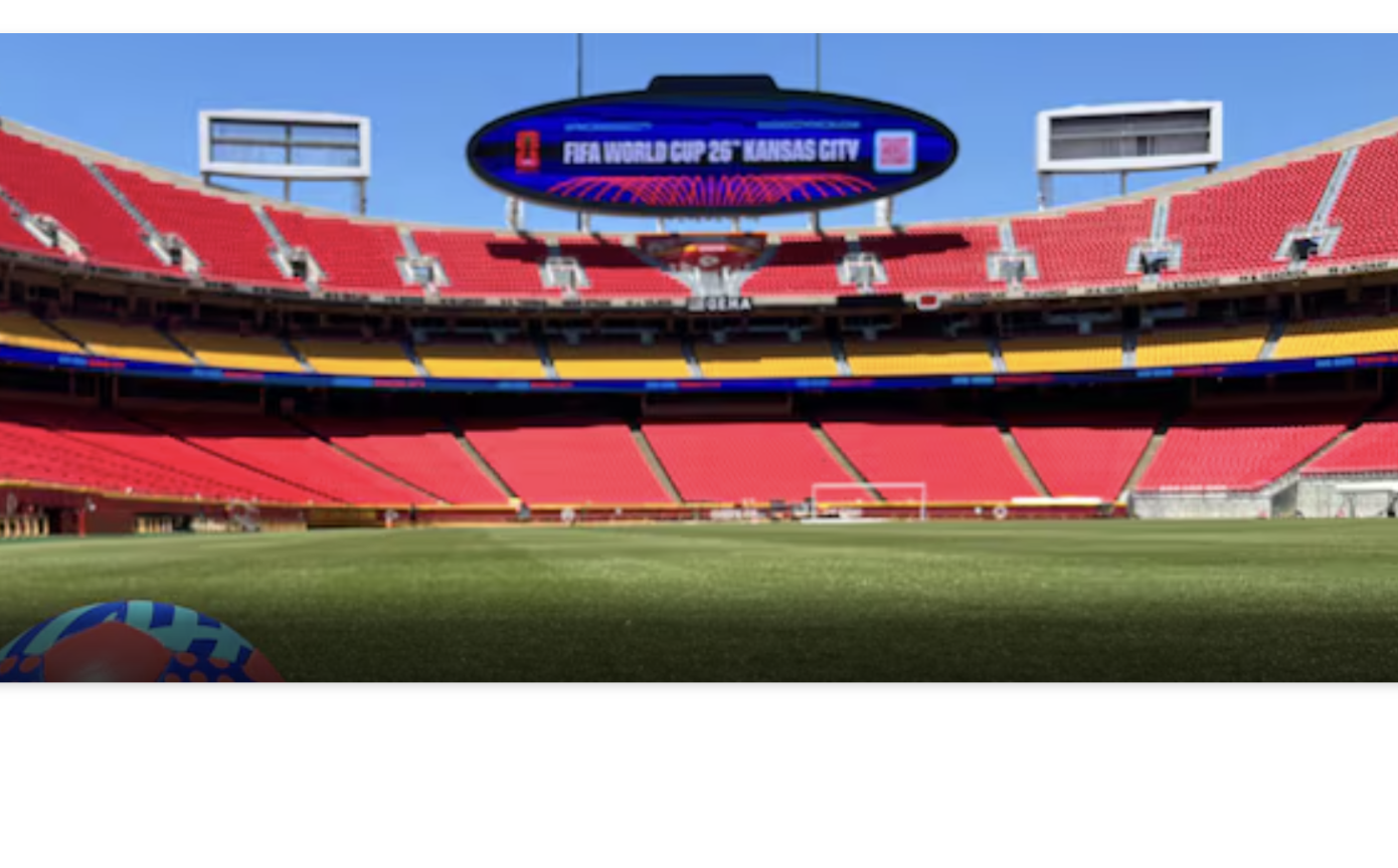 Arrowhead Stadium dressed up for the World Cup-photo courtesy KCTV